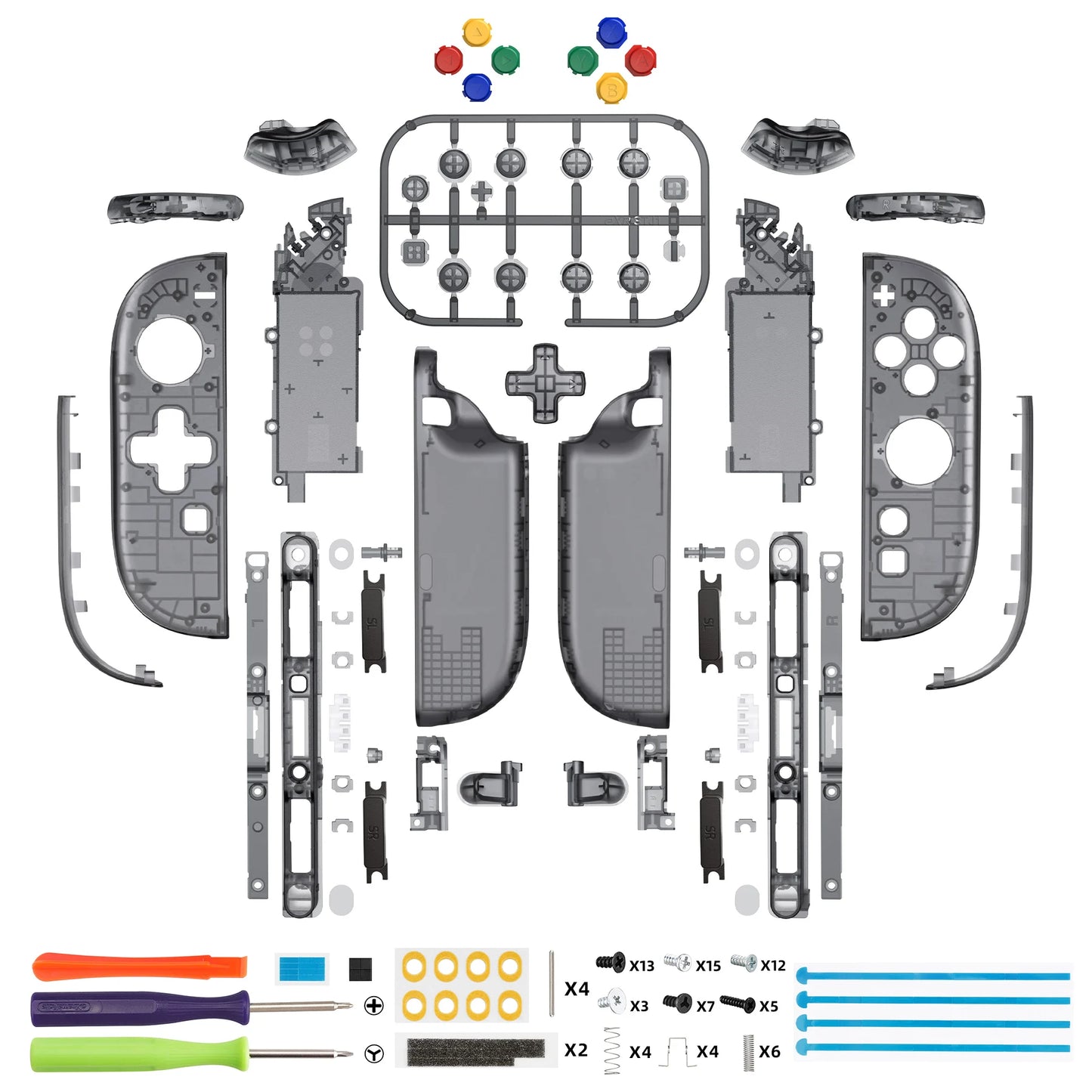 eXtremeRate for Joycon 2, for Nintendo Switch 2 Replacement Housing (D-Pad Version) Buttons - Clear Slate Black