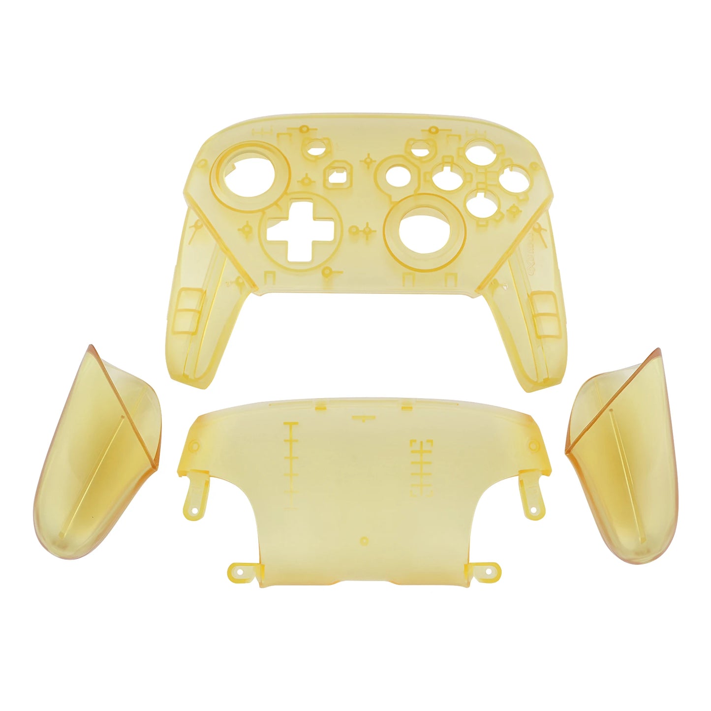 eXtremeRate Full Set Housing for NS Switch Pro Controller, Faceplate Backplate with Handles - Transparent & Single Seires