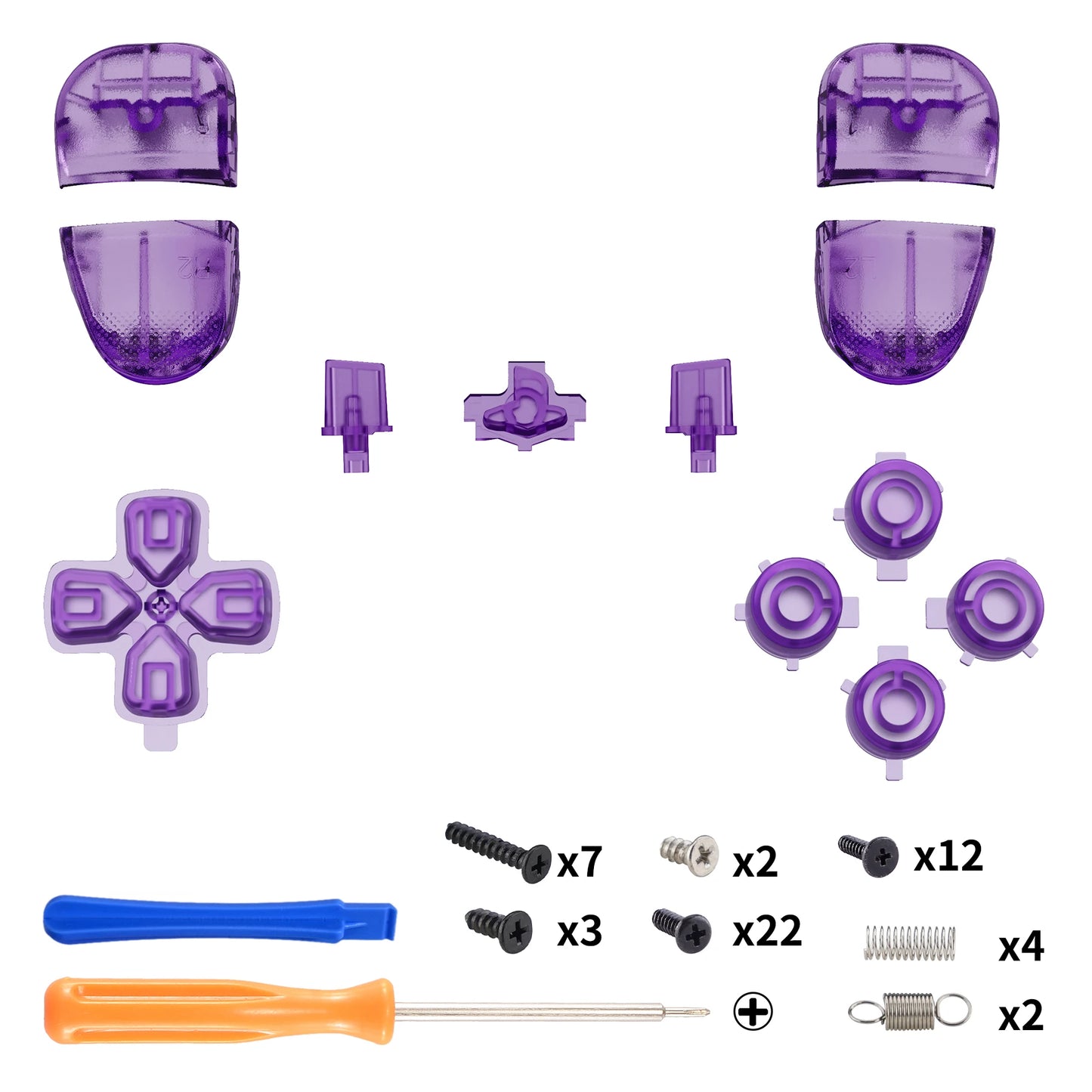 eXtremeRate Replacement Clear Full Set Buttons for ps5 Edge Controller