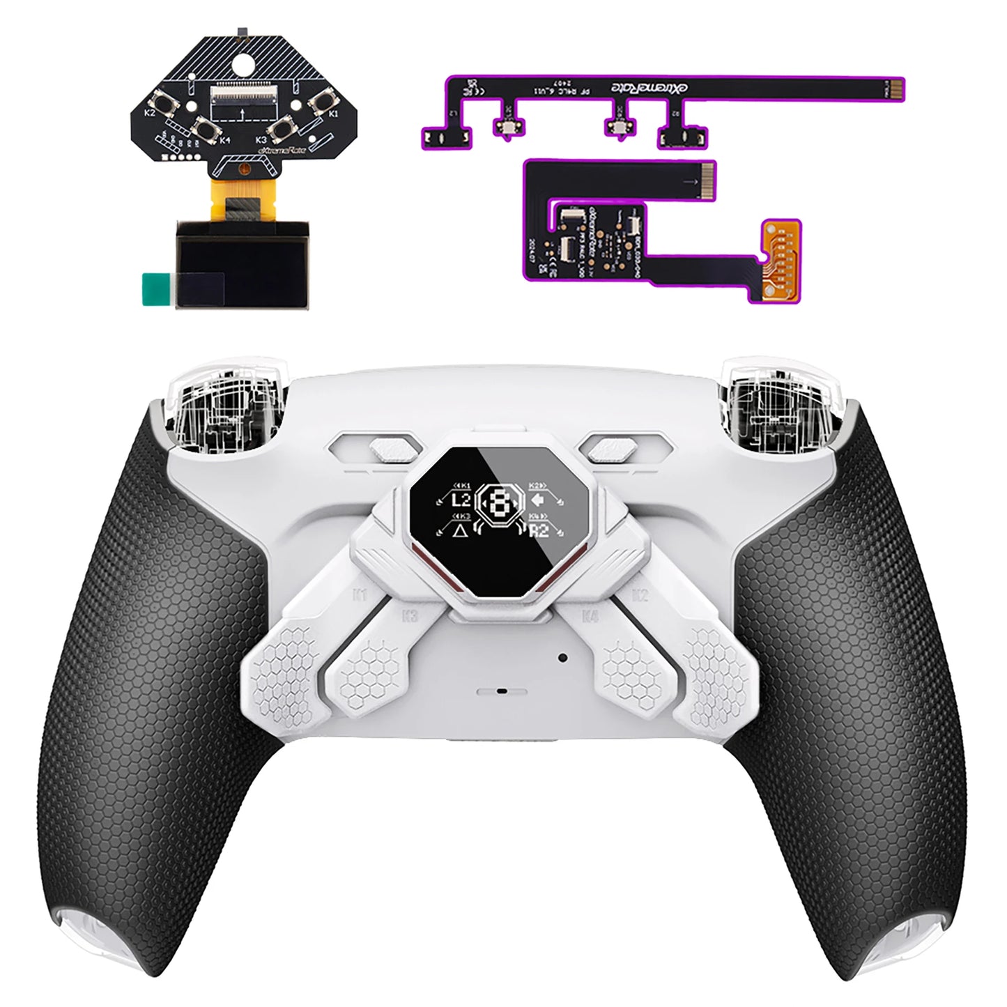 eXtremeRate SPARK Back Paddles Kit for ps5 Controller BDM-030 040 050 Models, Remappable 4 Back Buttons Set - Rubberized Black