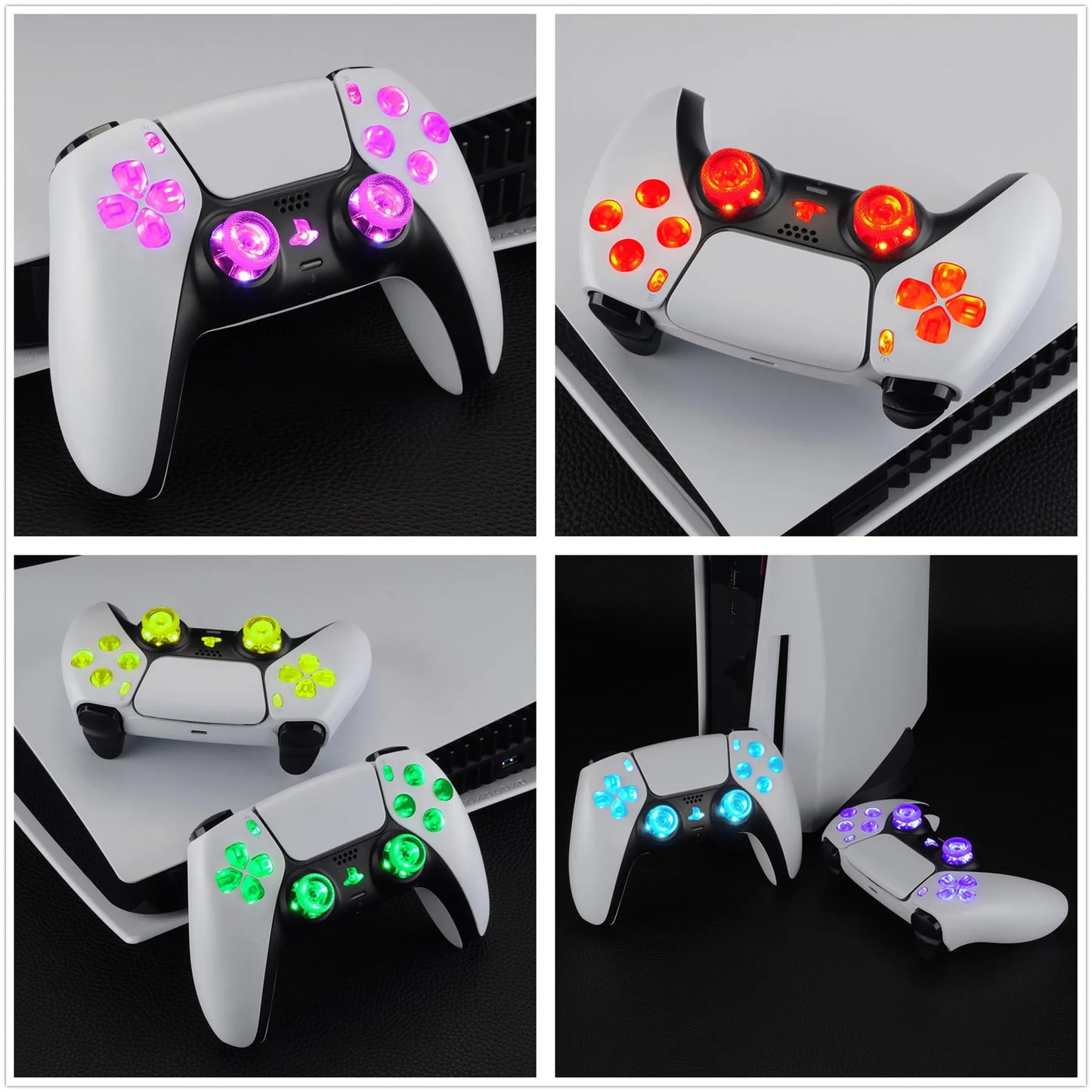 eXtremeRate 7 Colors 9 Modes Luminated Dpad Thumbsticks Share Home Face Buttons for ps5 Controller BDM-030 & BDM-040 & BDM-050