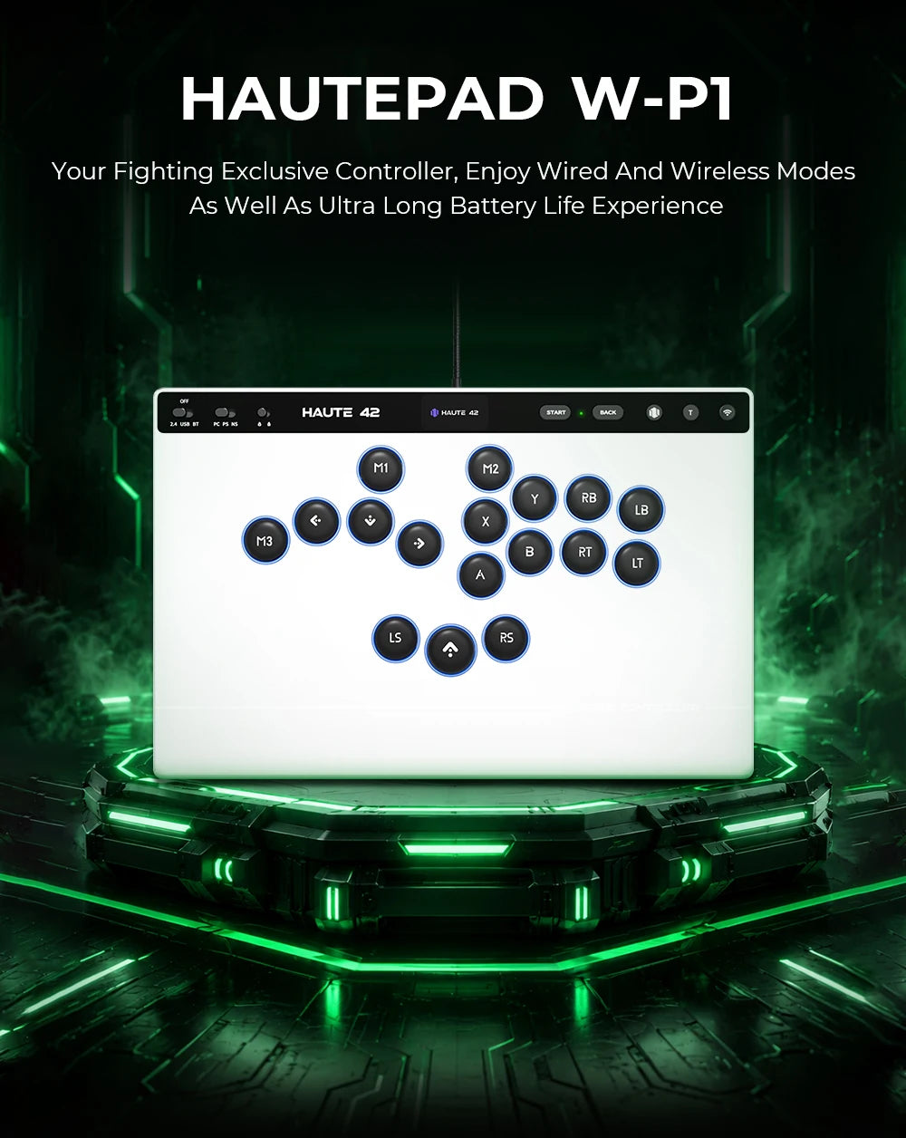 Haute42 W-P1 Wired/2.4G Wireless Hitbox Leverless Controller For PC/PS5/Switch