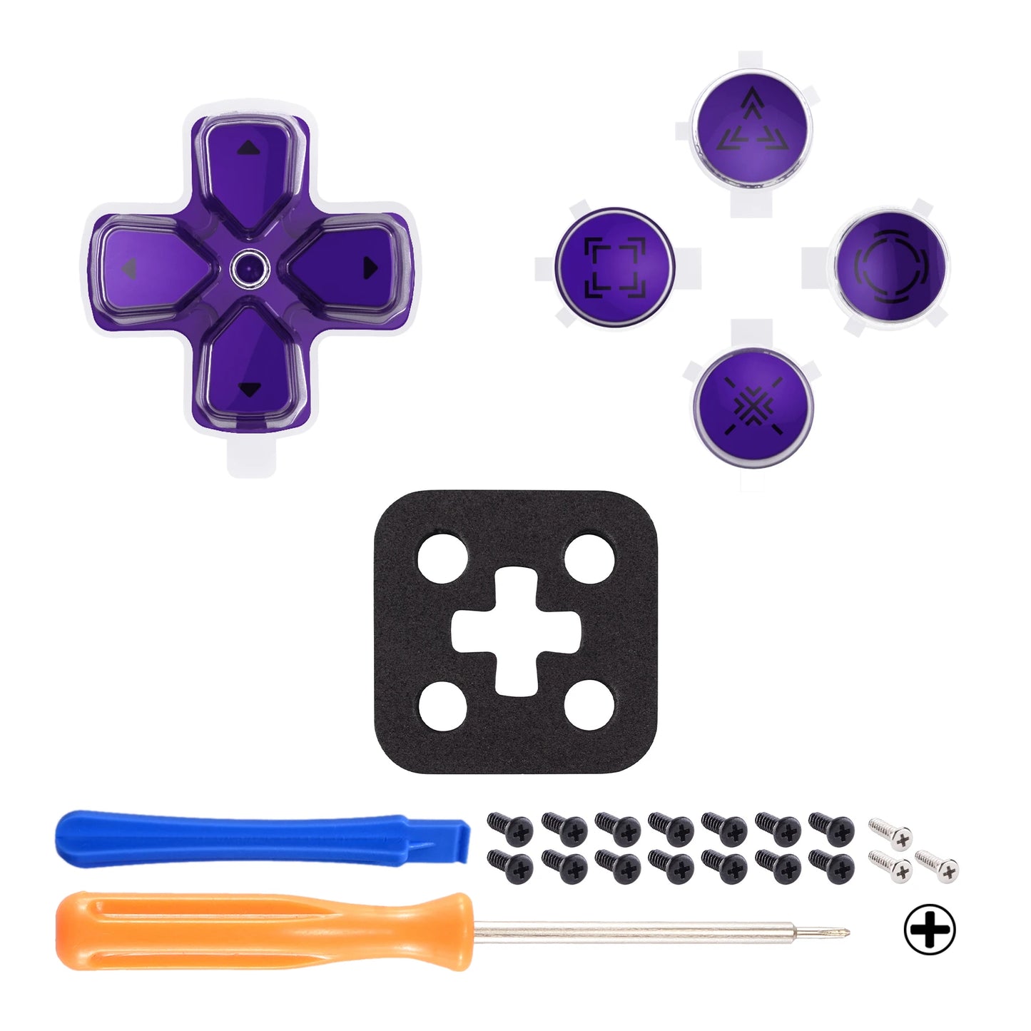 eXtremeRate Custom Dpad Action Buttons Three-Tone Black & Clear with Symbols D-pad Face Buttons Compatible with ps5 Controller