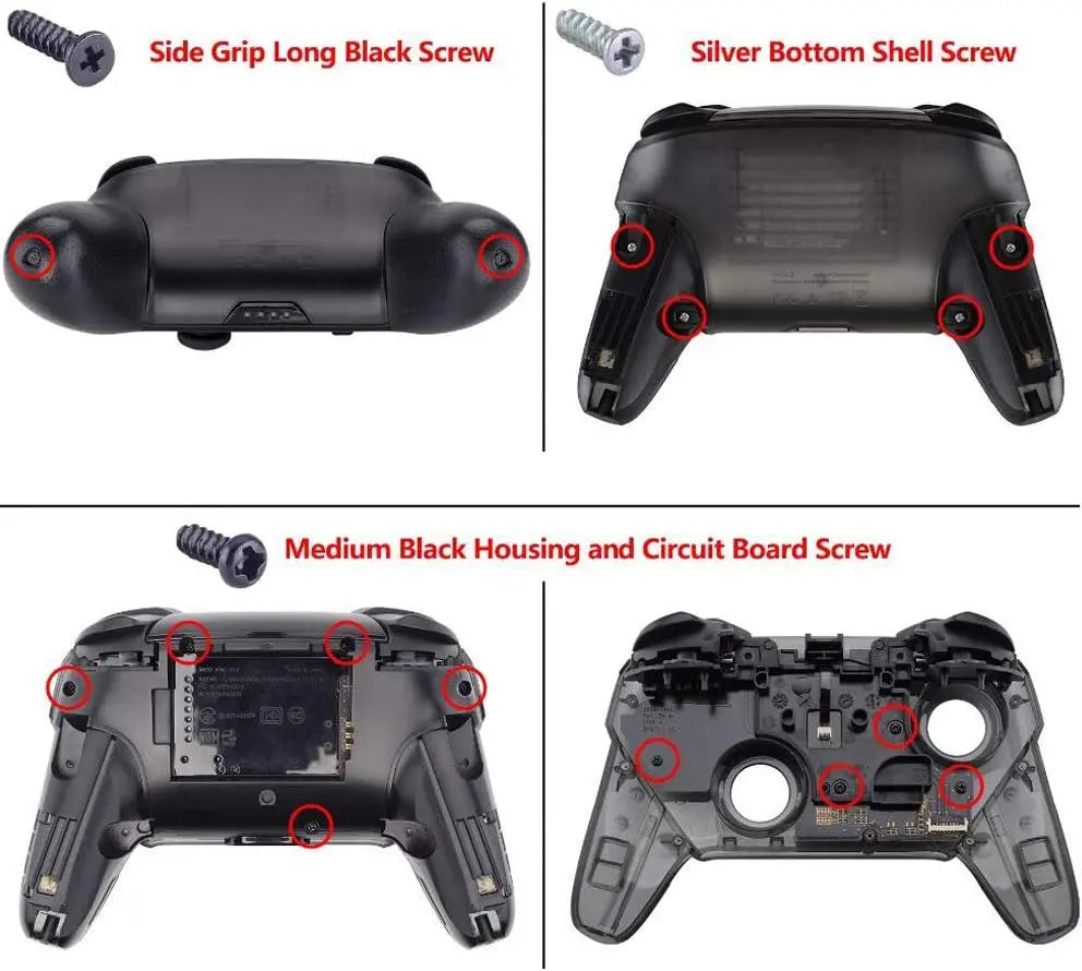 eXtremeRate Full Set Housing for NS Switch Pro Controller, Faceplate Backplate with Handles - Transparent & Single Seires