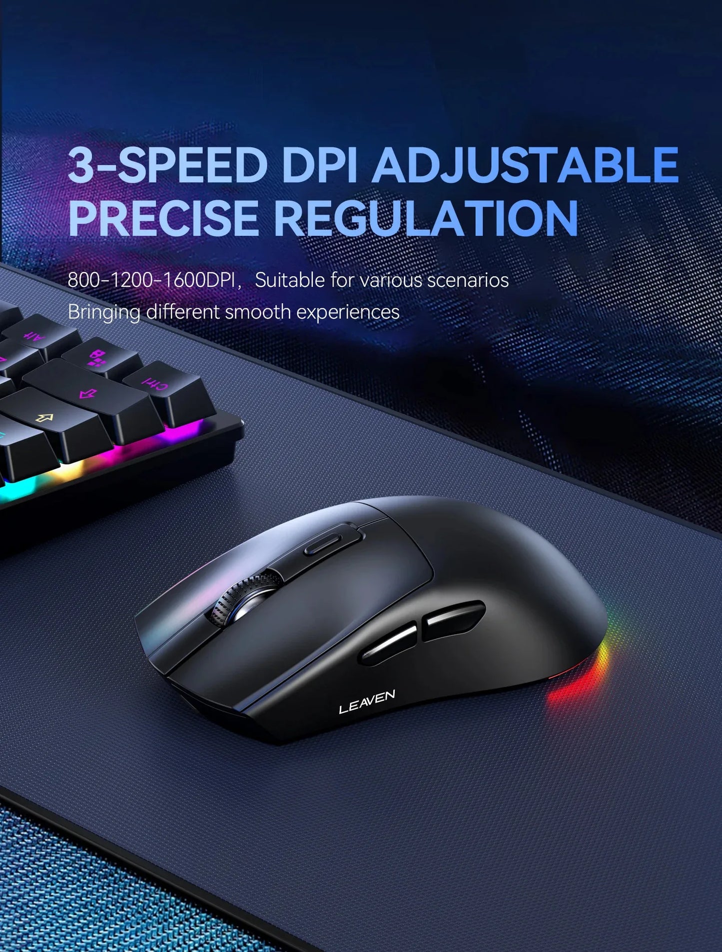 Leaven X3 Wireless Gaming Mouse with Charging Dock, Dual Mode Bluetooth/2.4G