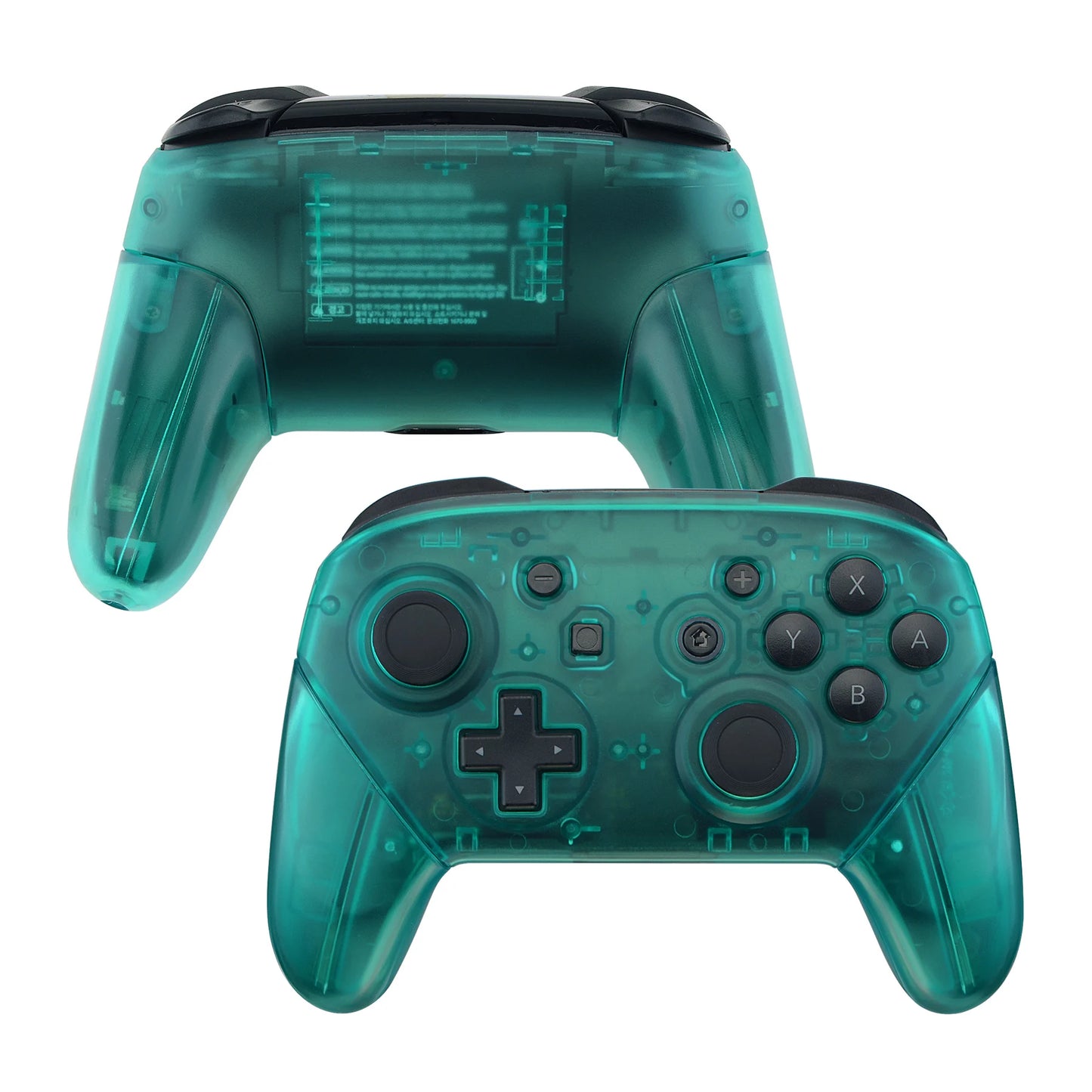 eXtremeRate Full Set Housing for NS Switch Pro Controller, Faceplate Backplate with Handles - Transparent & Single Seires