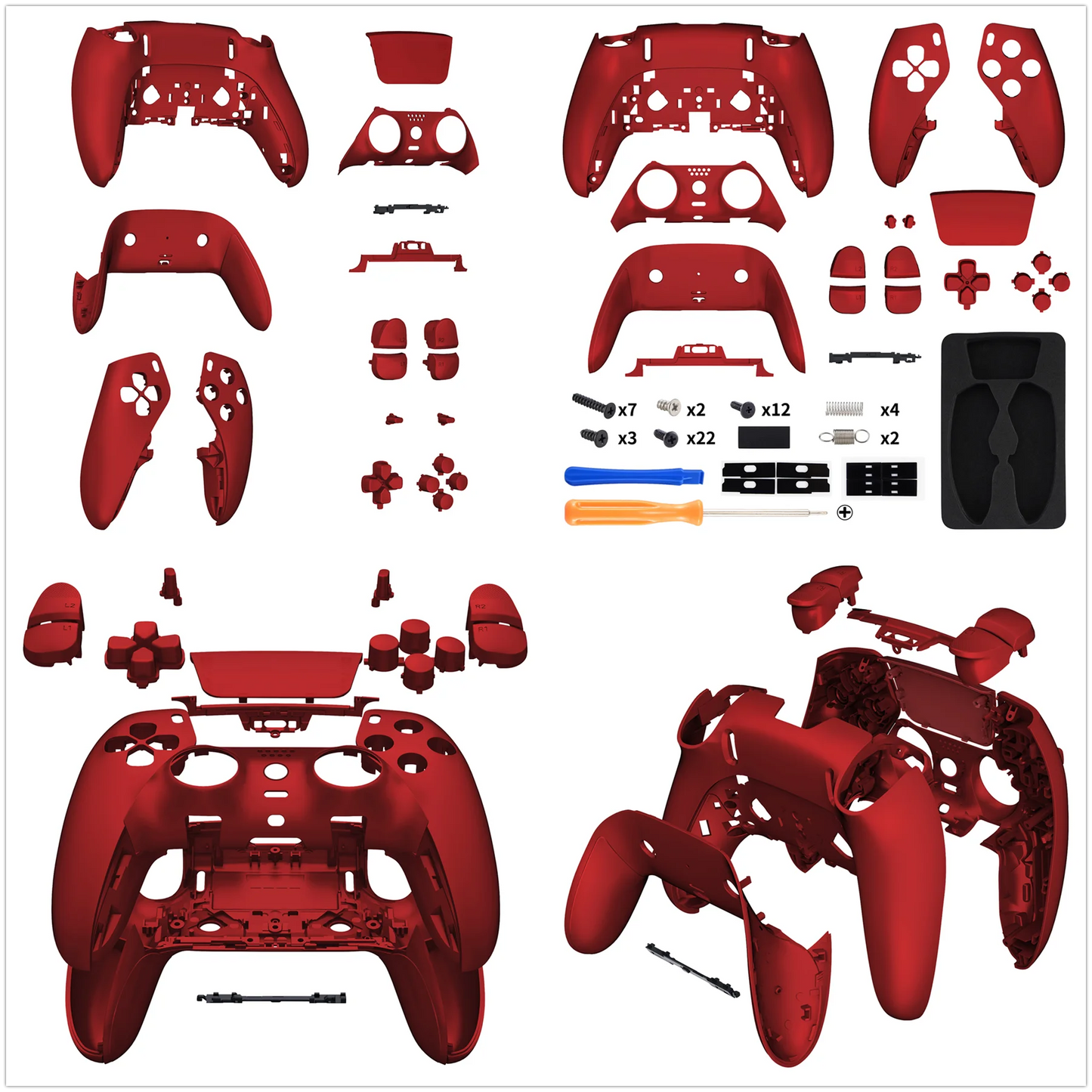 eXtremeRate Black Full Set Housing Shell with Buttons Touchpad Cover for ps5 Edge Controller - Single & Transparent Series