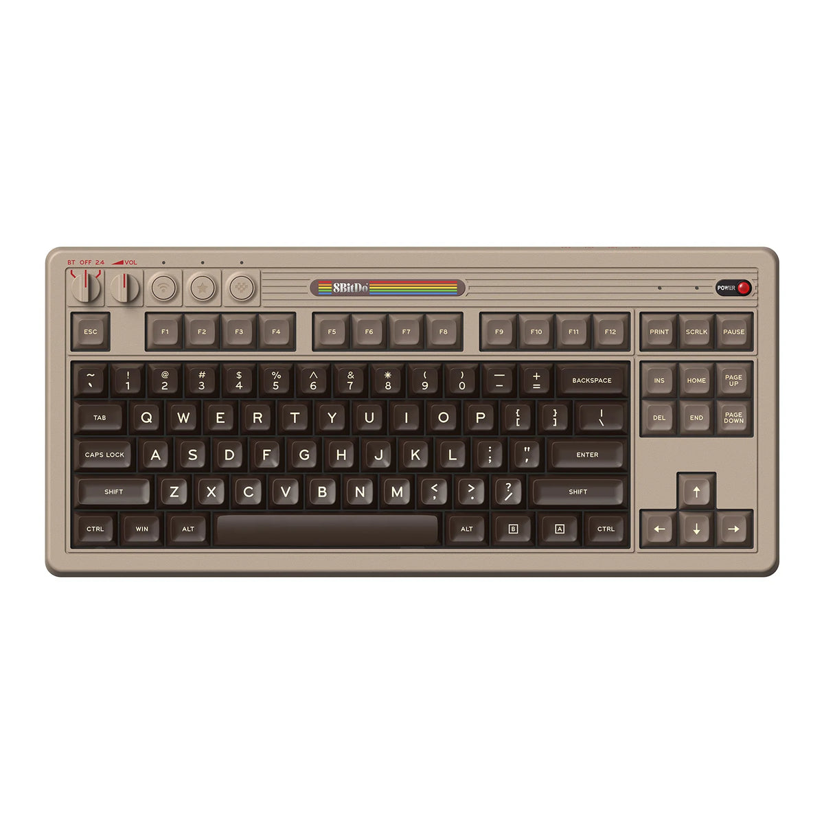 8BitDo Retro Mechanical Keyboard, BT/2.4G/USB-C Hot Swappable Gaming Keyboard with 87 Keys, Dual Super Programmable Buttons