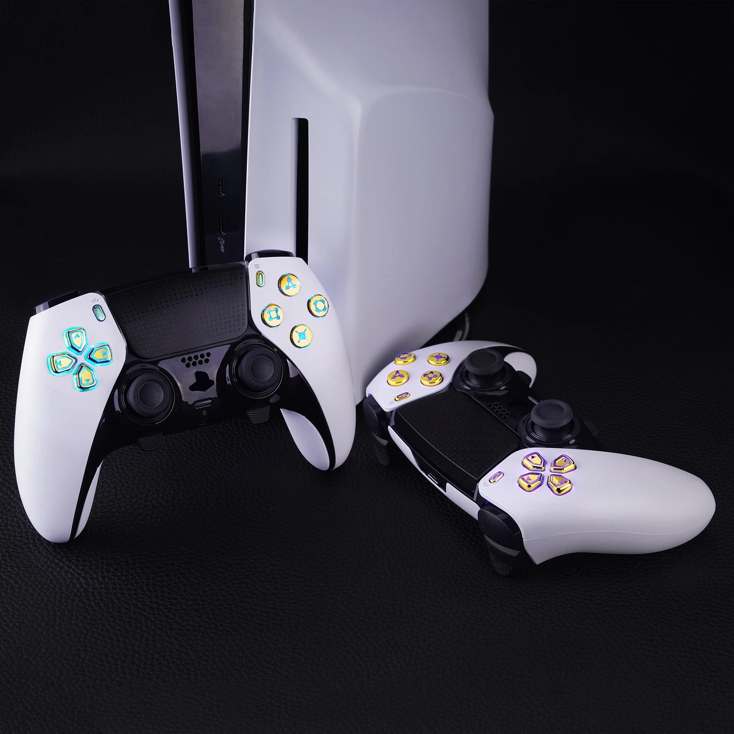 eXtremeRate Multi-Colors RGB Luminated D-pad Action Create Option Home Face Buttons D&F LED Kit for ps5 Edge Controller