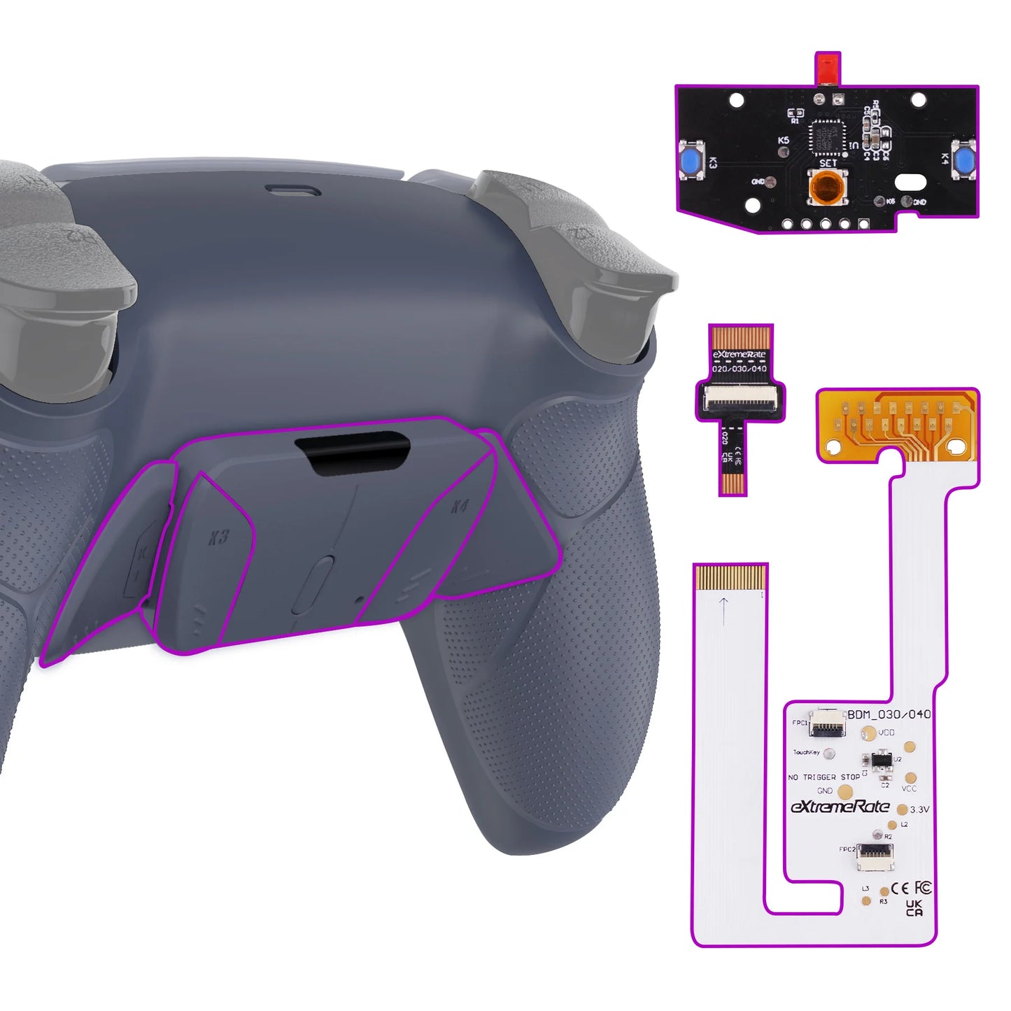 eXtremeRate Programable RISE4 V3 Remap Kit for ps5 Controller BDM-030/040/050, Upgrade Board & Redesigned Back Shell & Buttons