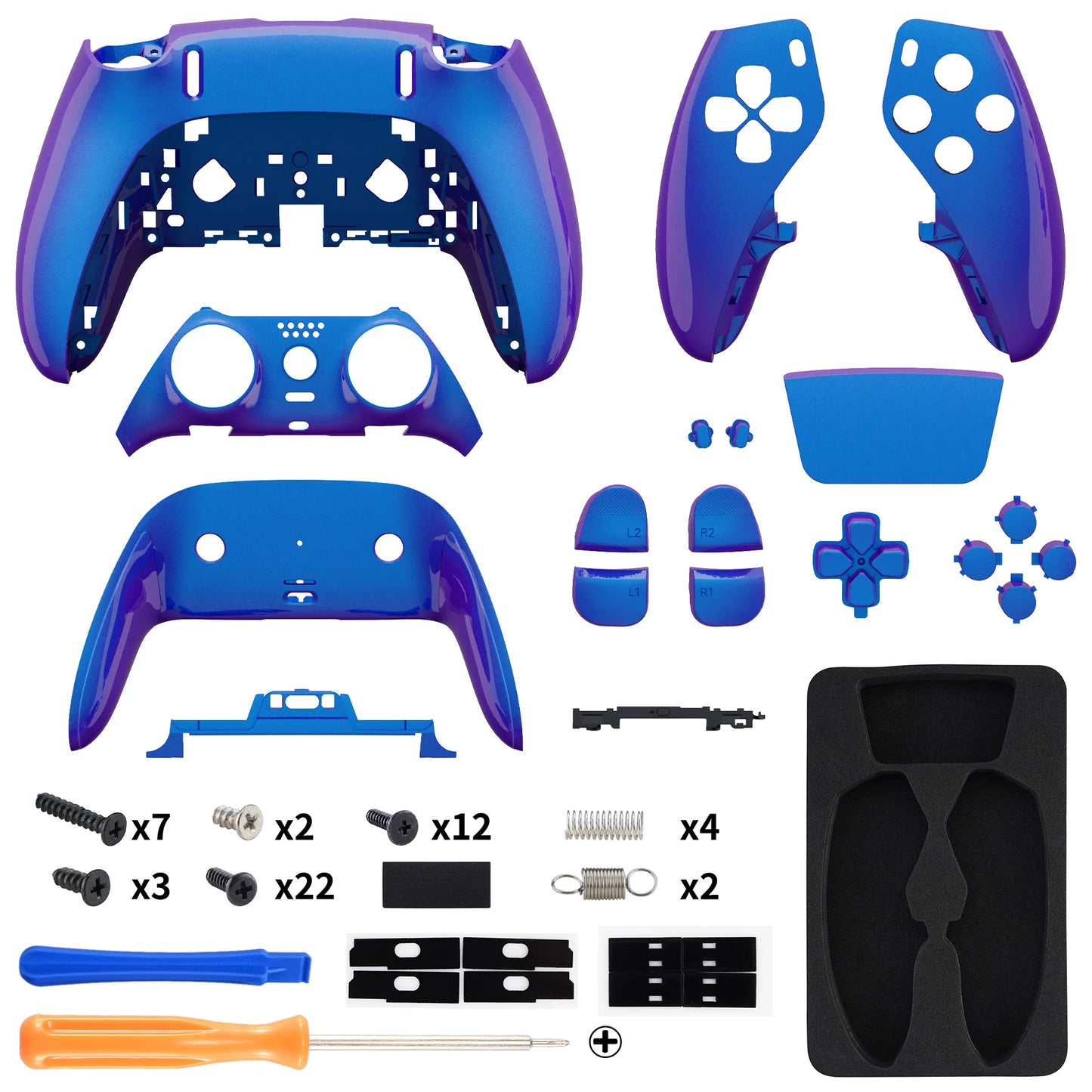 eXtremeRate Black Full Set Housing Shell with Buttons Touchpad Cover for ps5 Edge Controller - Single & Transparent Series