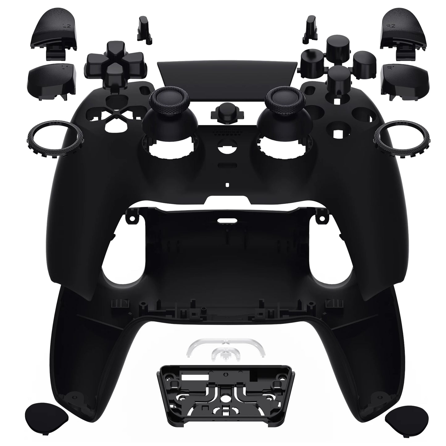 eXtremeRate Luna Redesigned Full Set Housing Shell Buttons Touchpad Cover Compatible with ps5 Controller BDM-060 - Black