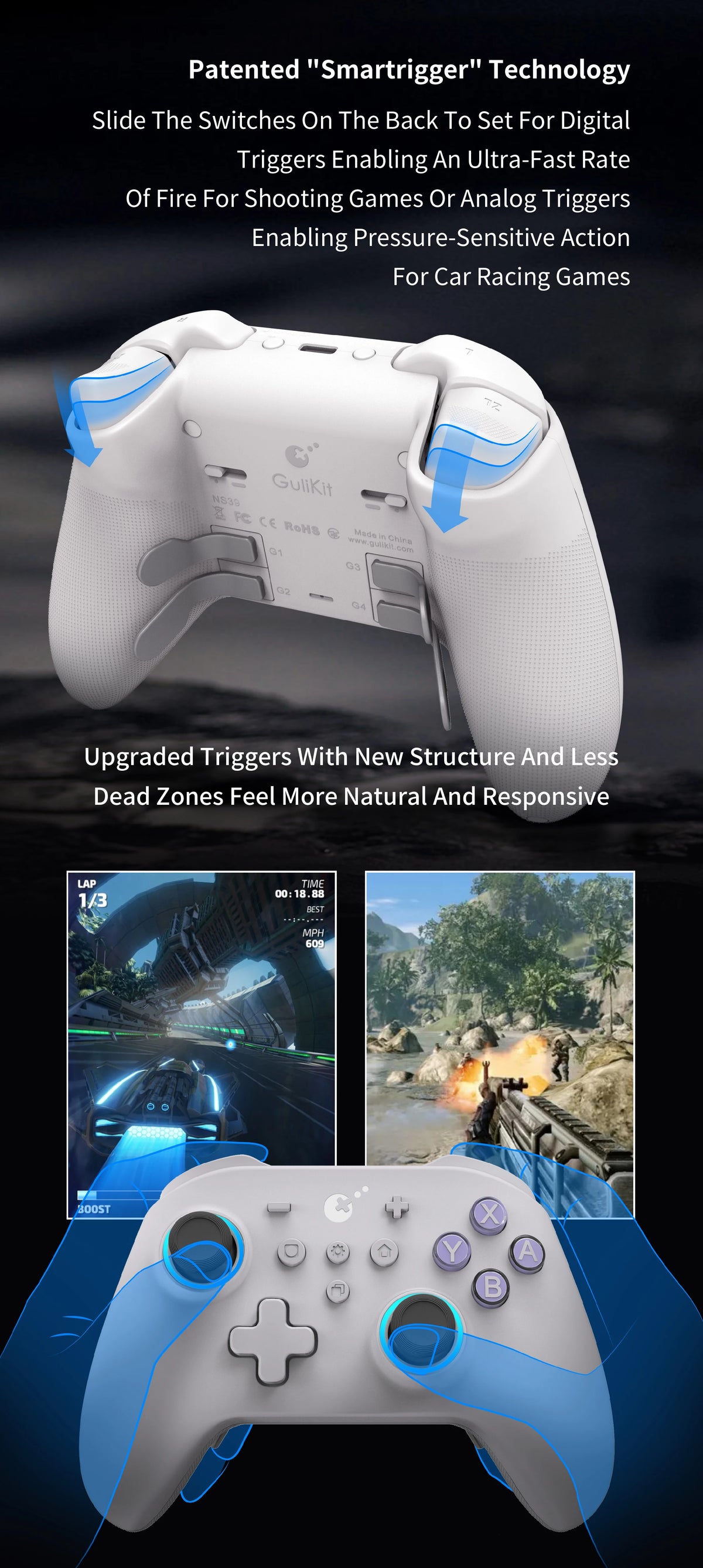 GuliKit KK3 MAX Wireless Gaming Controller For PC/Steam/Switch/Android/iOS