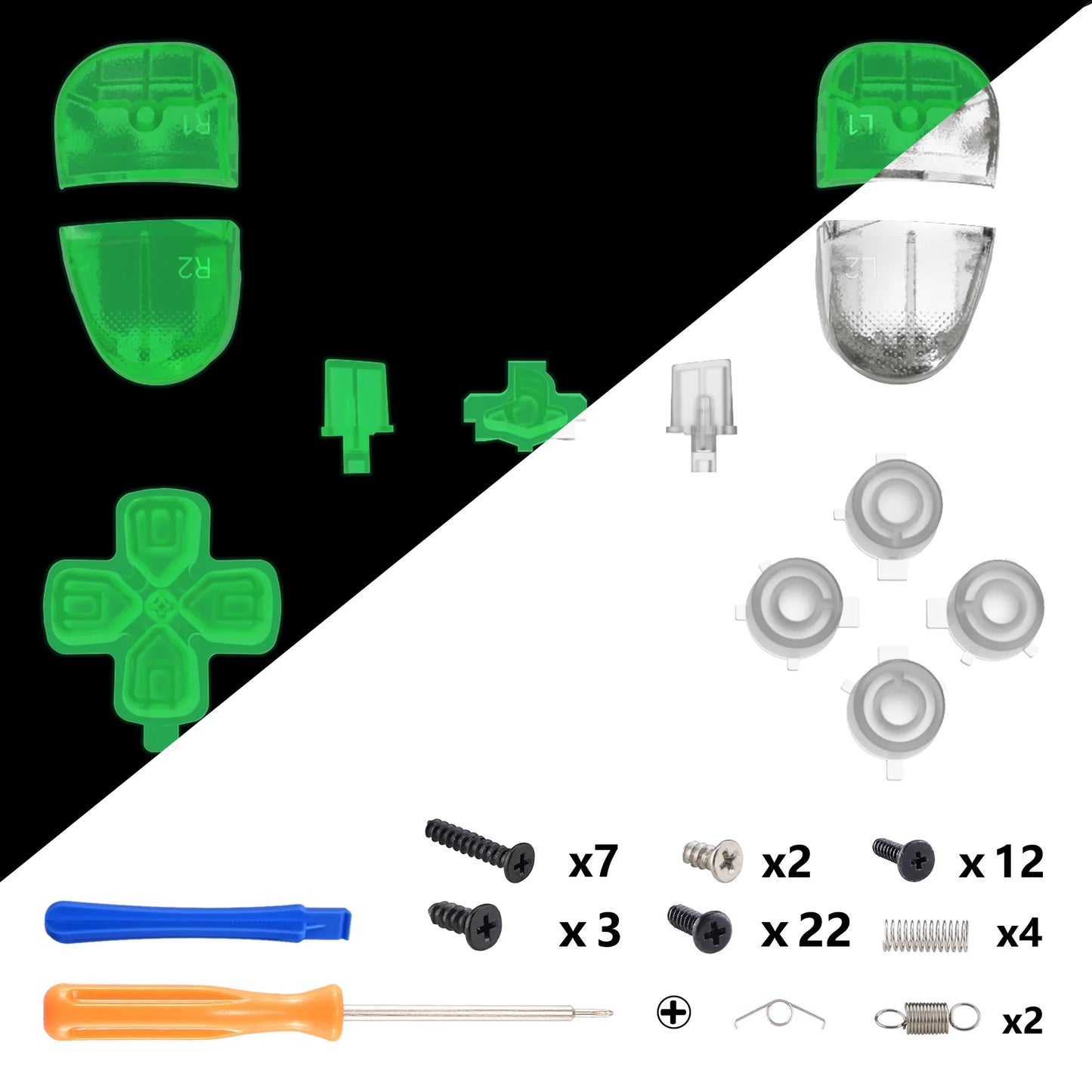 eXtremeRate Replacement Clear Full Set Buttons for ps5 Edge Controller