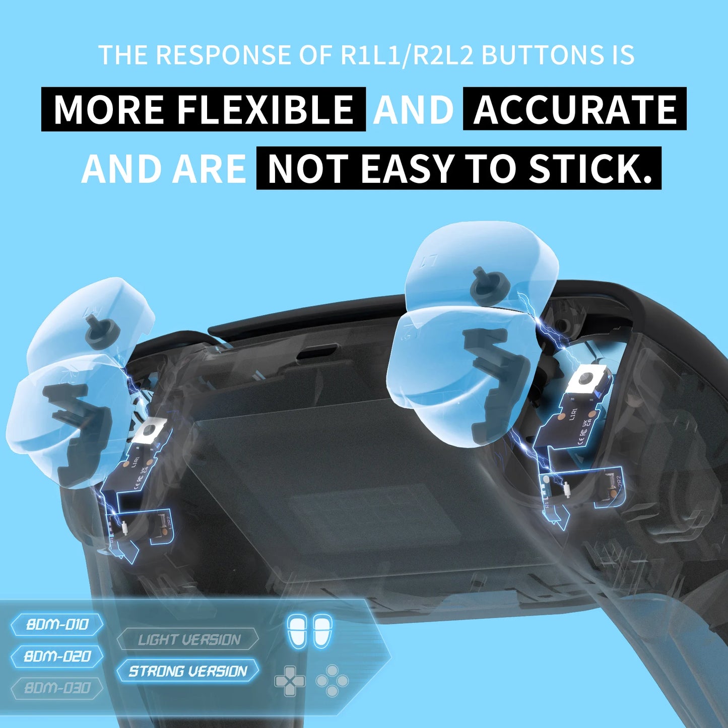 eXtremeRate Micro Switch Version Clicky Hair Trigger Kit V2 for ps5 Controller BDM-010 & BDM-020 Shoulder Buttons, Mouse Click