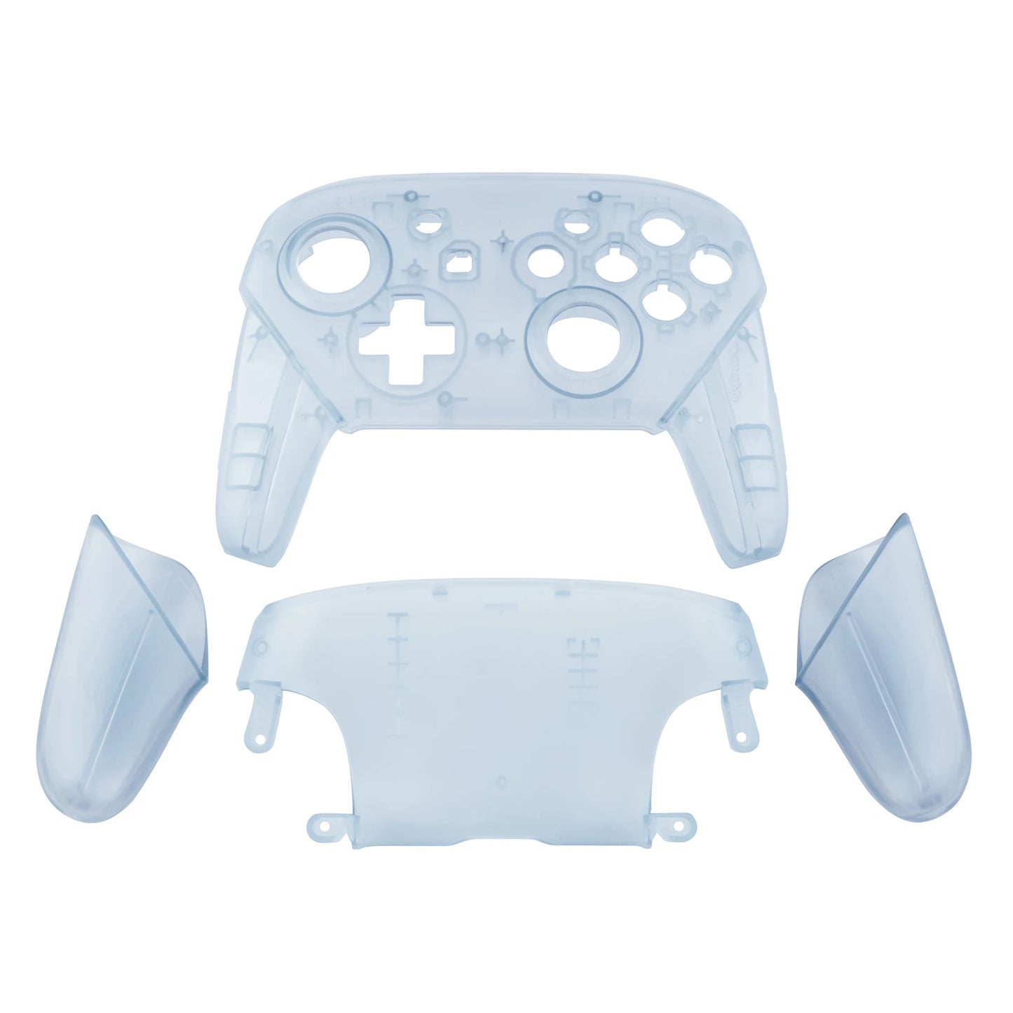 eXtremeRate Full Set Housing for NS Switch Pro Controller, Faceplate Backplate with Handles - Transparent & Single Seires
