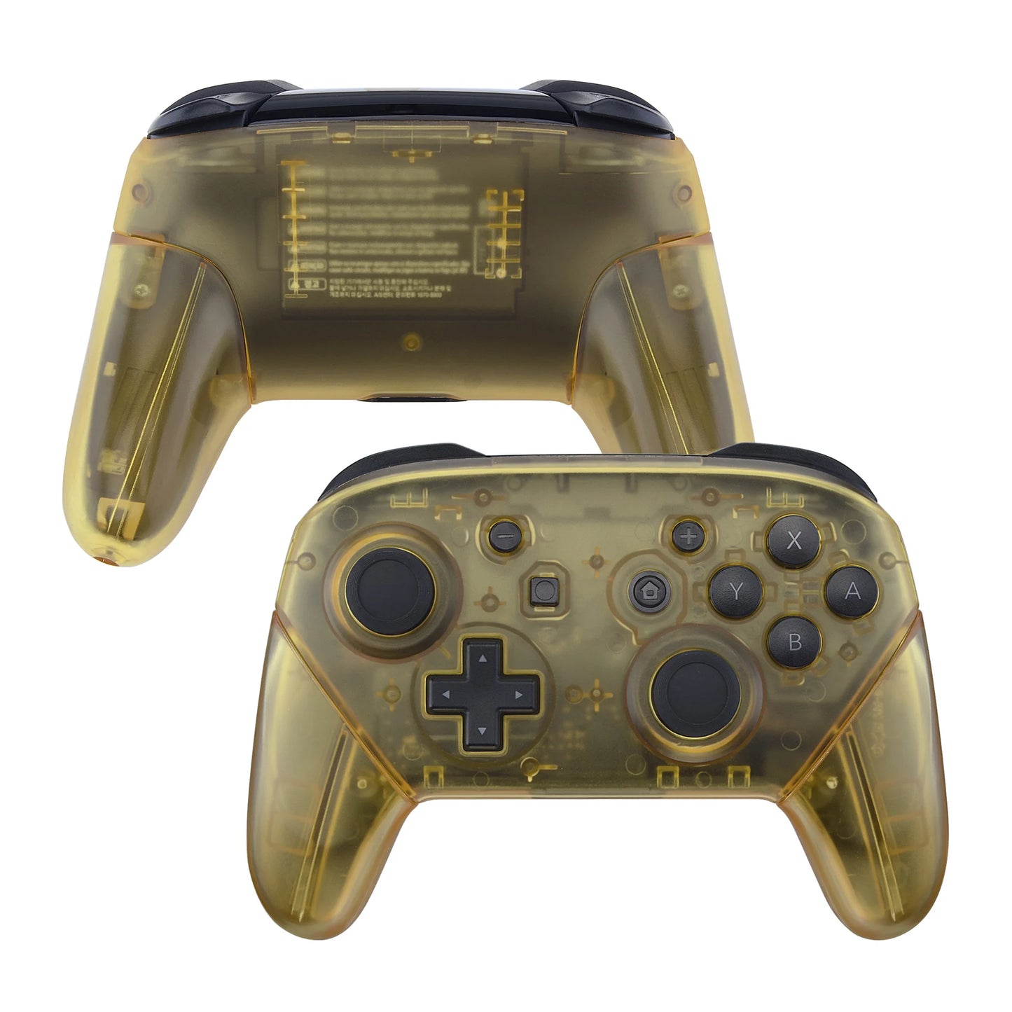 eXtremeRate Full Set Housing for NS Switch Pro Controller, Faceplate Backplate with Handles - Transparent & Single Seires
