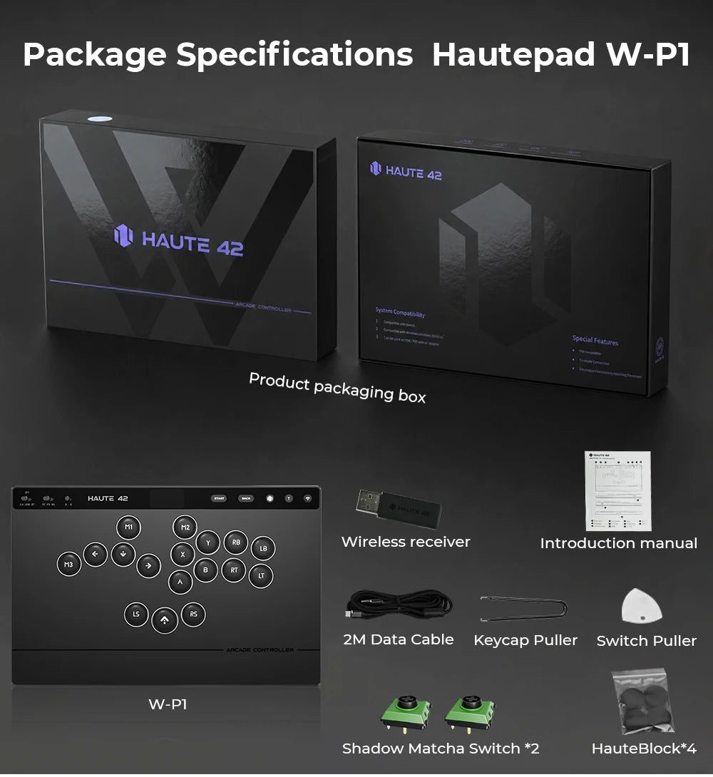 Haute42 W-P1 Wired/2.4G Wireless Hitbox Leverless Controller For PC/PS5/Switch
