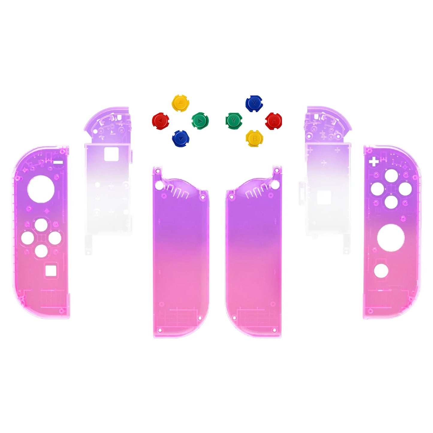 eXtremeRate DIY Replacement Shell Case for NS Switch & OLED JoyCon - Clear Rose Red