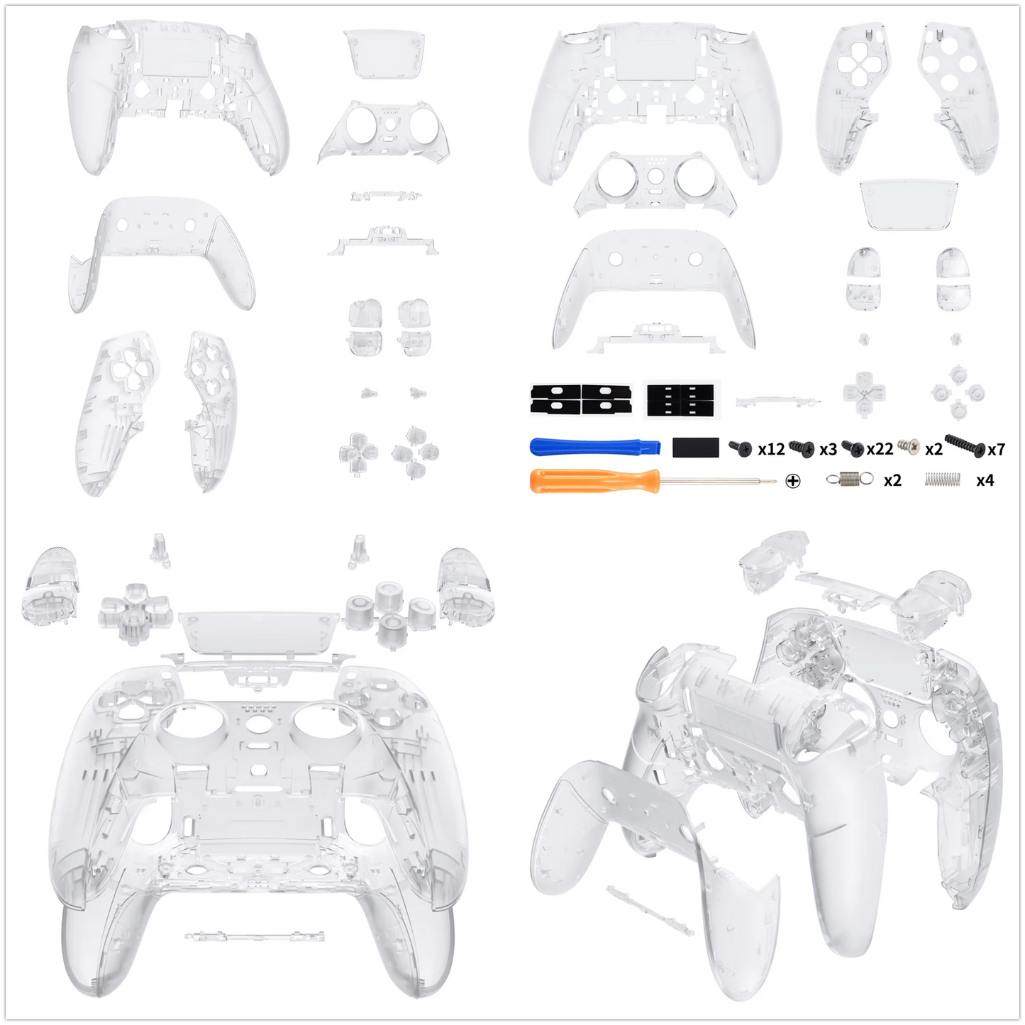 eXtremeRate Black Full Set Housing Shell with Buttons Touchpad Cover for ps5 Edge Controller - Single & Transparent Series