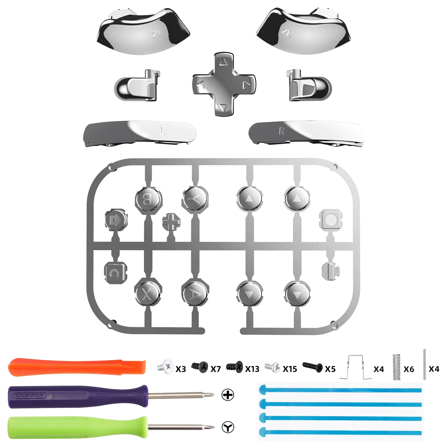 eXtremeRate DIY Replacement Chrome Full Set Buttons for Nintendo Switch 2 for Joycon 2