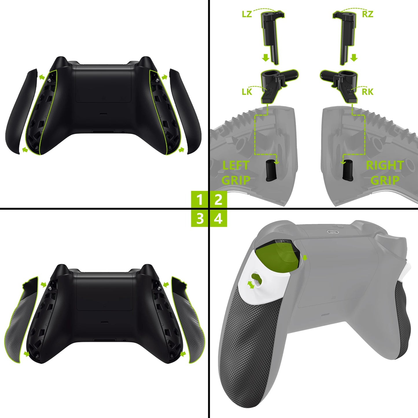 eXtremeRate FLEXOR Rubberized Side Rails Grips Trigger Stop Kit for Xbox Core Wireless Controller, Trigger Stopper Handle Grips