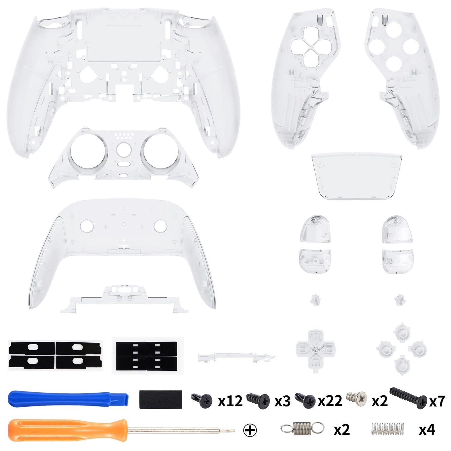 eXtremeRate Black Full Set Housing Shell with Buttons Touchpad Cover for ps5 Edge Controller - Single & Transparent Series