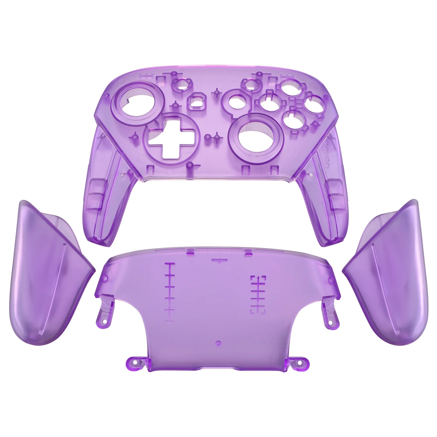 eXtremeRate Full Set Housing for NS Switch Pro Controller, Faceplate Backplate with Handles - Transparent & Single Seires