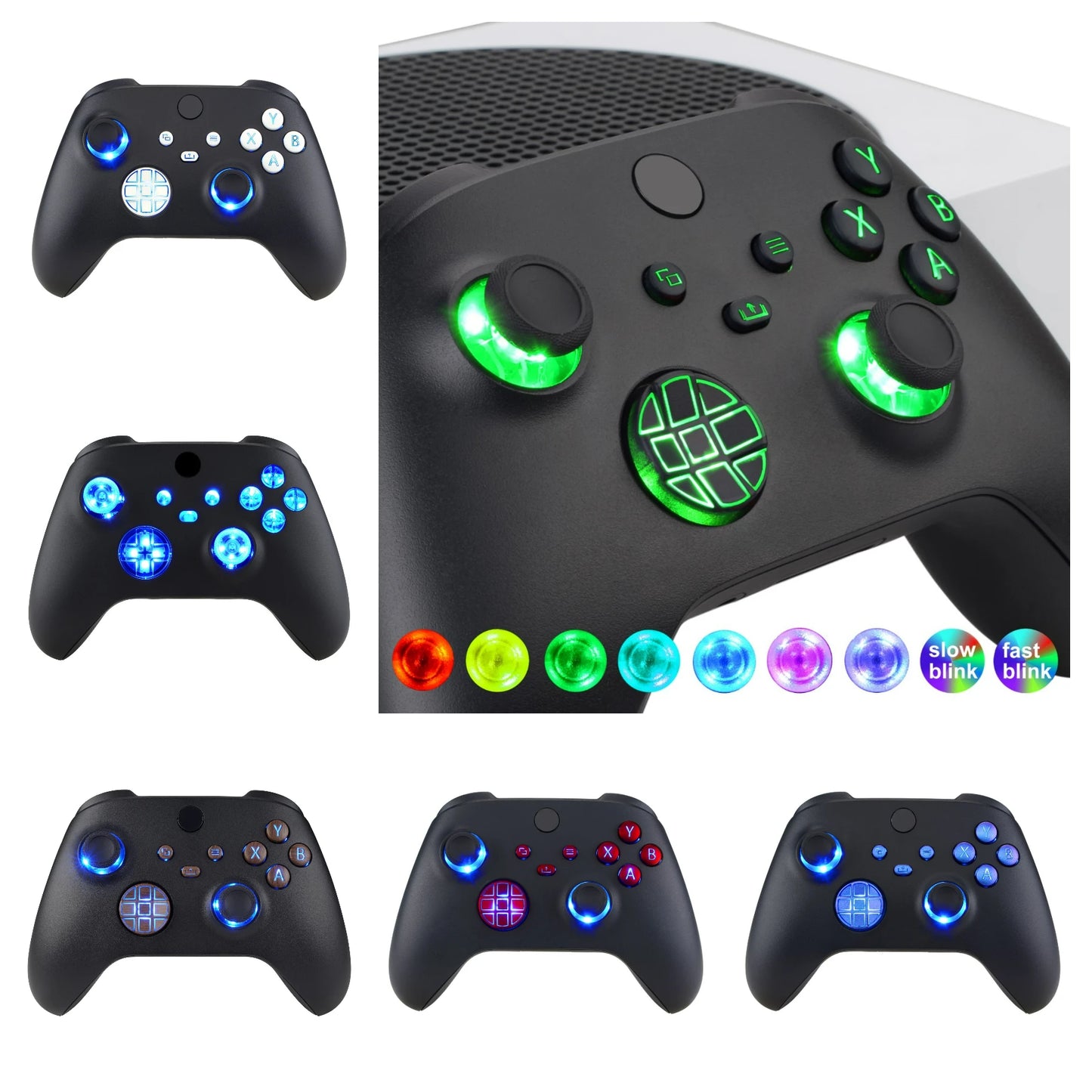 eXtremeRate Multi-Colors Luminated DTF V2 LED Kit for Xbox Series X/S Controller Model 1914, D-pad Thumbsticks Buttons