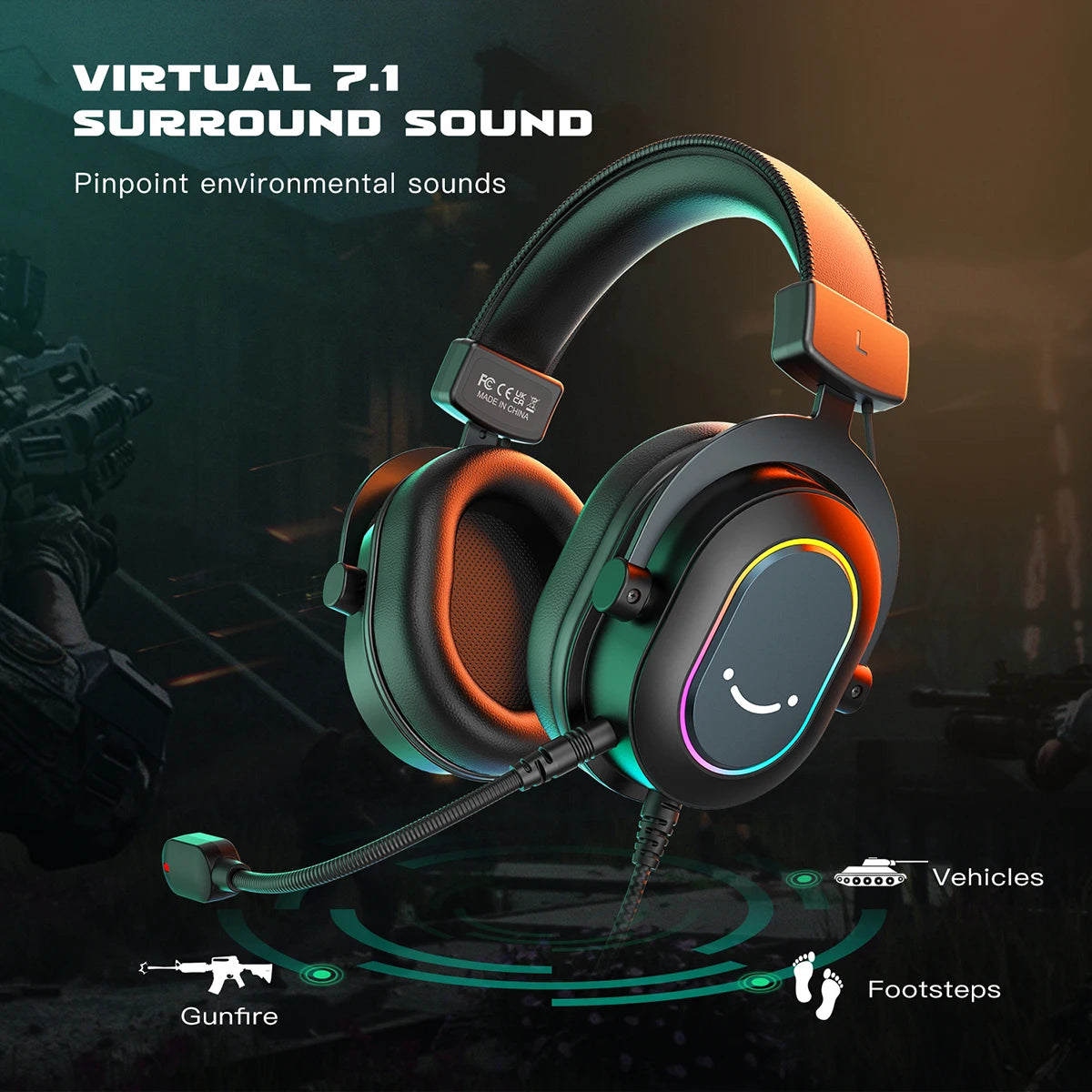 Fifine Dynamic RGB Wired Gaming Headset