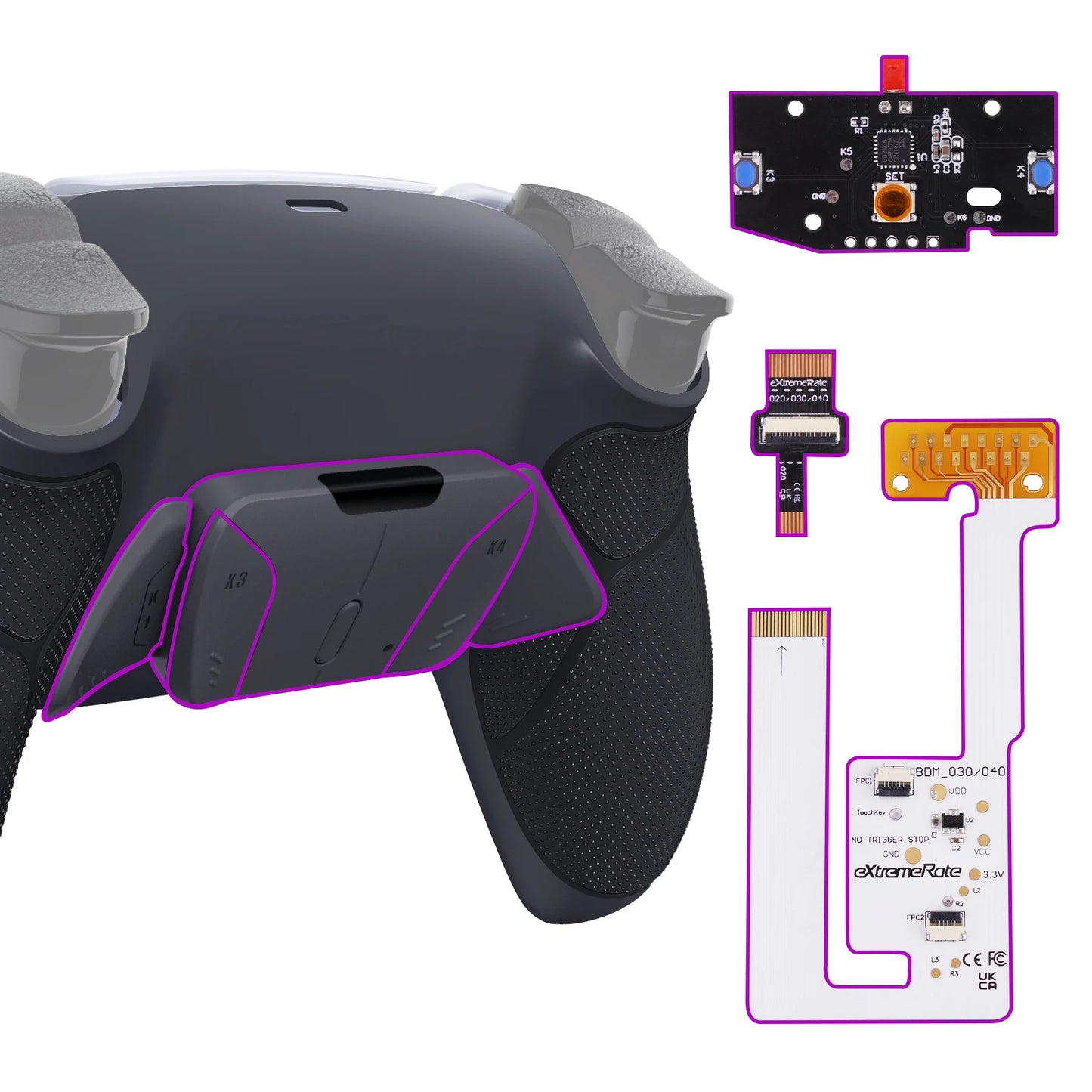 eXtremeRate Programable RISE4 V3 Remap Kit for ps5 Controller BDM-030/040/050, Upgrade Board & Redesigned Back Shell & Buttons