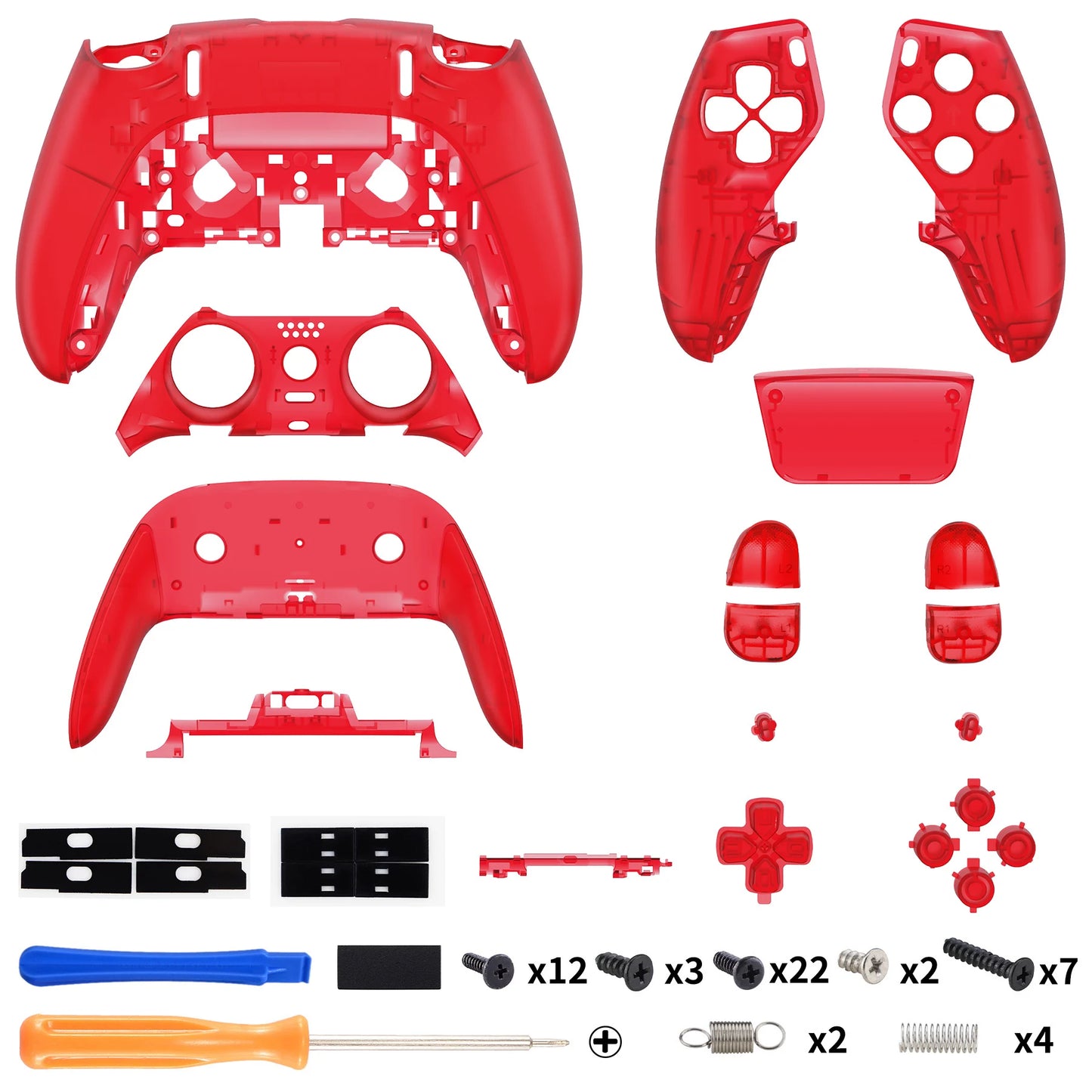 eXtremeRate Black Full Set Housing Shell with Buttons Touchpad Cover for ps5 Edge Controller - Single & Transparent Series