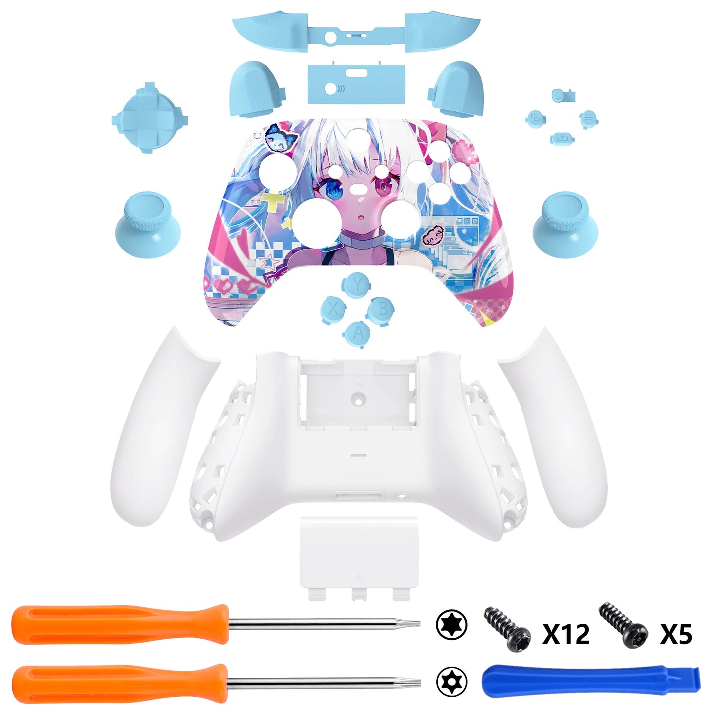 eXtremeRate Full Set Housing Shell Buttons for for Xbox Core Wireless Controller, Side Front Back Plate Cover - Easter Rabbit