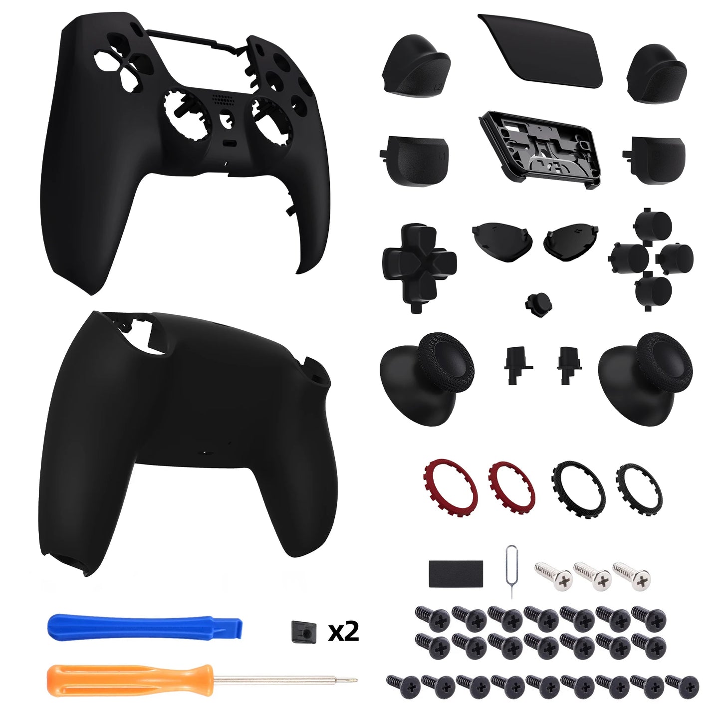 eXtremeRate Luna Redesigned Full Set Housing Shell Buttons Touchpad Cover Compatible with ps5 Controller BDM-060 - Black
