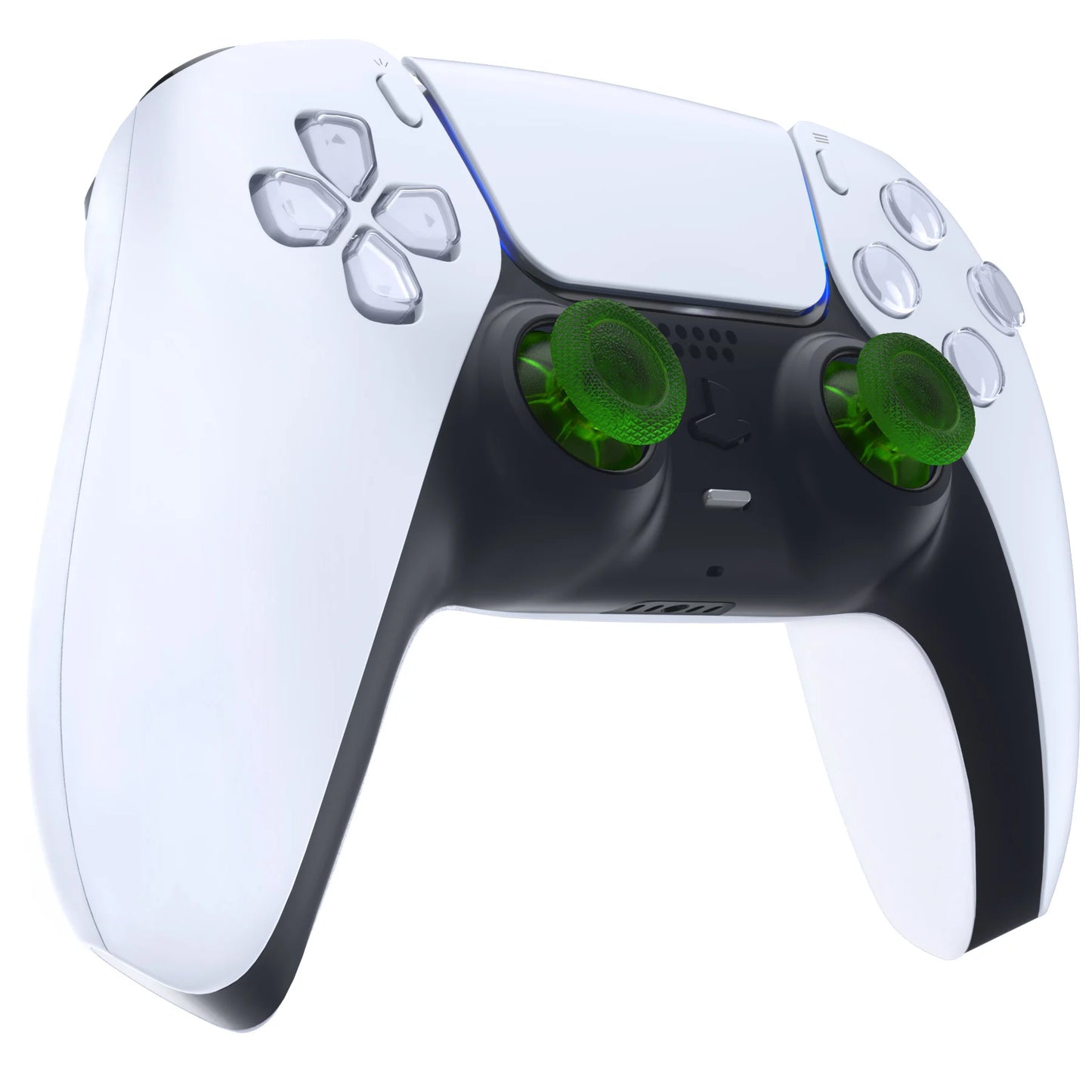 eXtremeRate 2 PCS Clear 3D Joystick Caps for PS5 for PS4 All Model Controllers Replacement Thumbsticks Analog Thumb Sticks Grip
