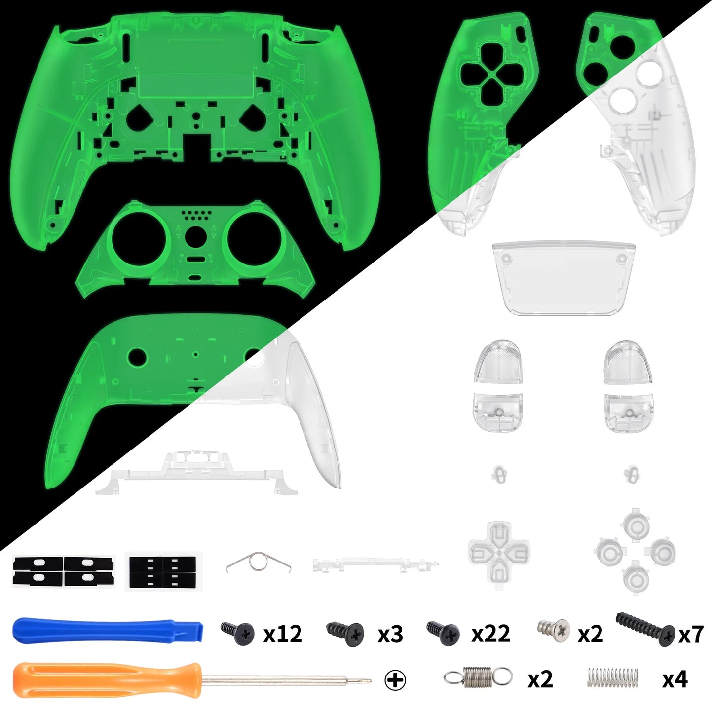 eXtremeRate Black Full Set Housing Shell with Buttons Touchpad Cover for ps5 Edge Controller - Single & Transparent Series