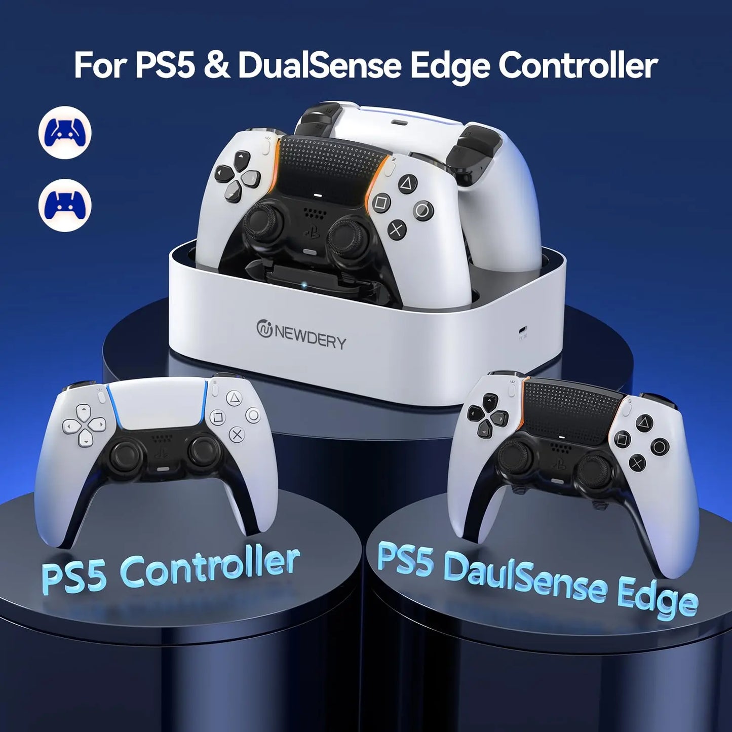 NEWDERY Controller Charger Station for PS5 Controller Fast Charging Dock