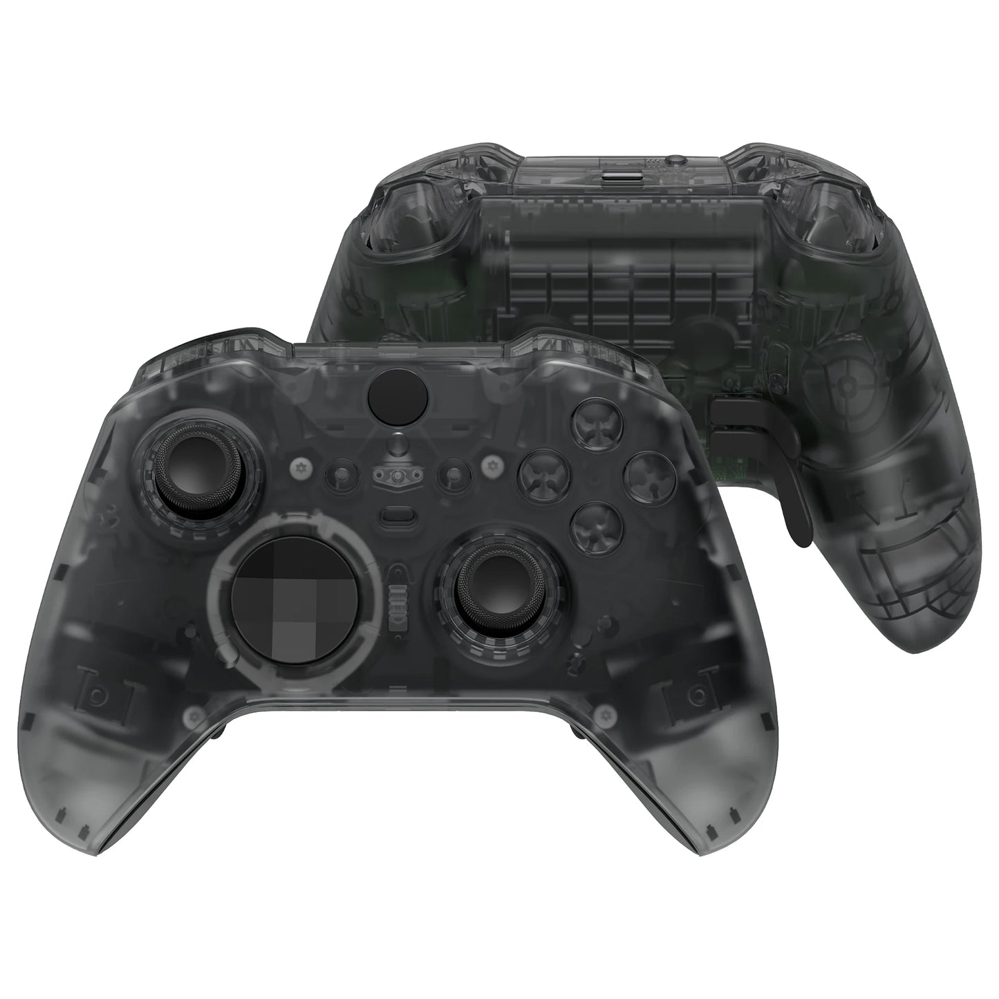 eXtremeRate Clear Full Set Shell w/Buttons Replacement Faceplate Back Plate for Xbox Elite Series 2 Core Controller - Model 1797