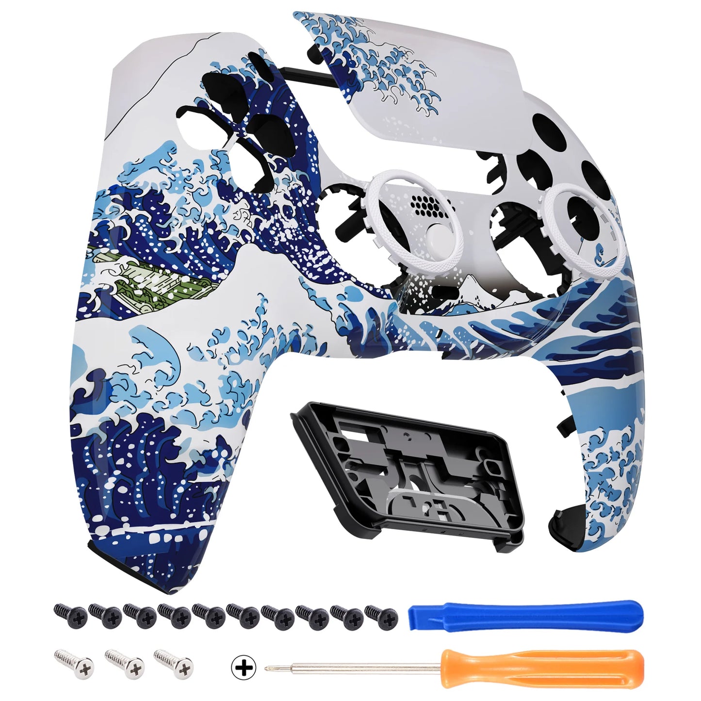 eXtremeRate LUNA Redesigned Replacement Front Shell Touchpad For ps5 Controller BDM-010/020/030/040/050 -The Great Wave
