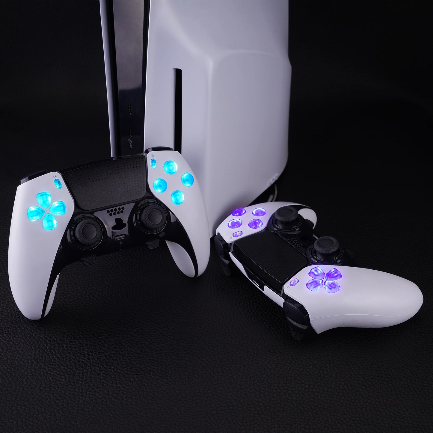 eXtremeRate Multi-Colors RGB Luminated D-pad Action Create Option Home Face Buttons D&F LED Kit for ps5 Edge Controller