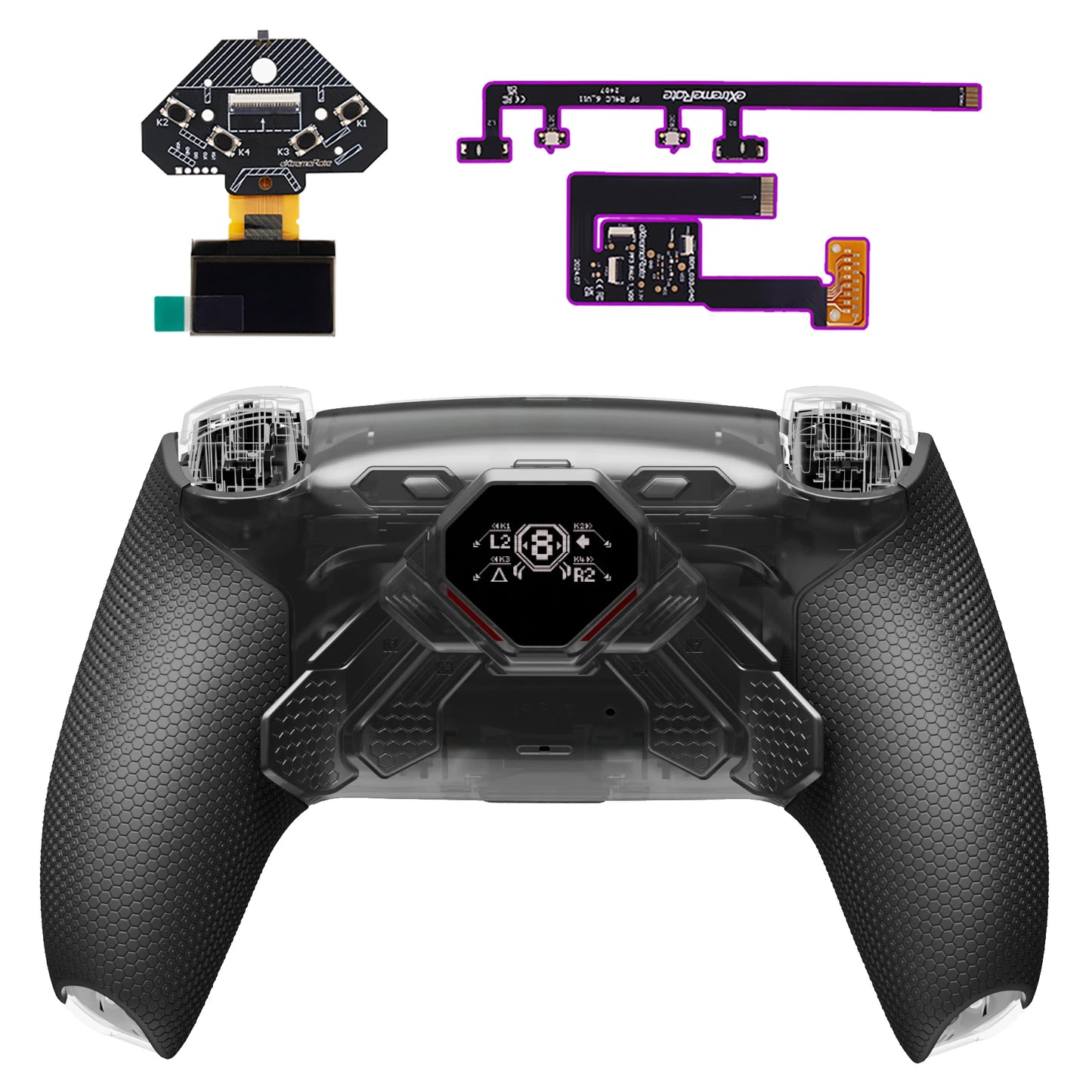 eXtremeRate SPARK Back Paddles Kit for ps5 Controller BDM-030 040 050 Models, Remappable 4 Back Buttons Set - Rubberized Black