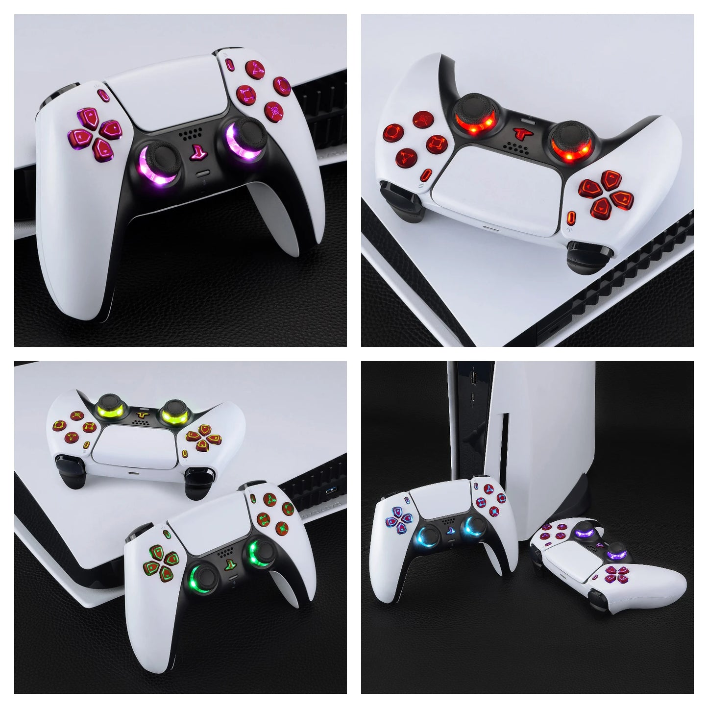 eXtremeRate 7 Colors 9 Modes Luminated Dpad Thumbsticks Share Home Face Buttons for ps5 Controller BDM-030 & BDM-040 & BDM-050
