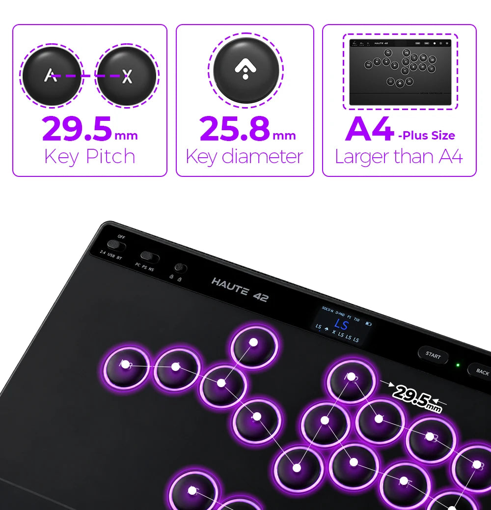 Haute42 W-P1 Wired/2.4G Wireless Hitbox Leverless Controller For PC/PS5/Switch