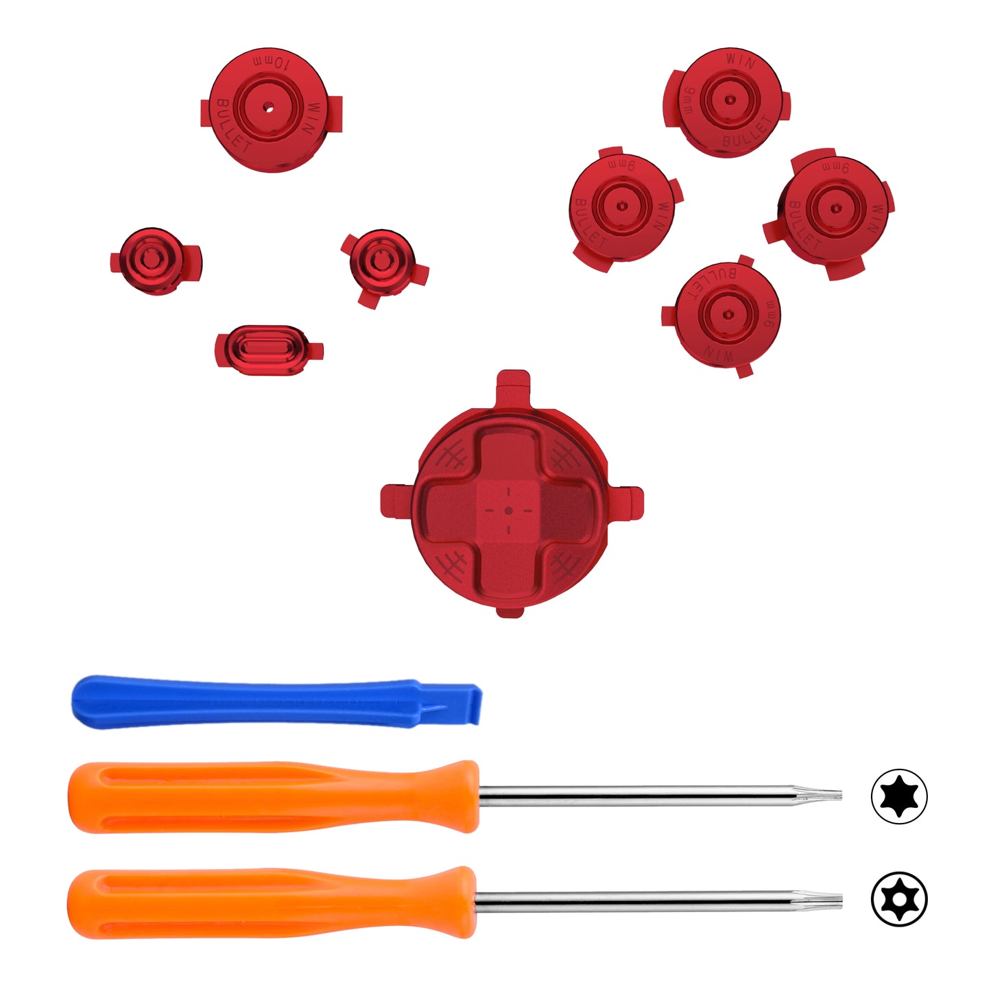 eXtremeRate 9 in 1 Custom Metal Buttons for Xbox Core Wireless Controller, Home ABXY Bullet Buttons for Xbox Series X/S