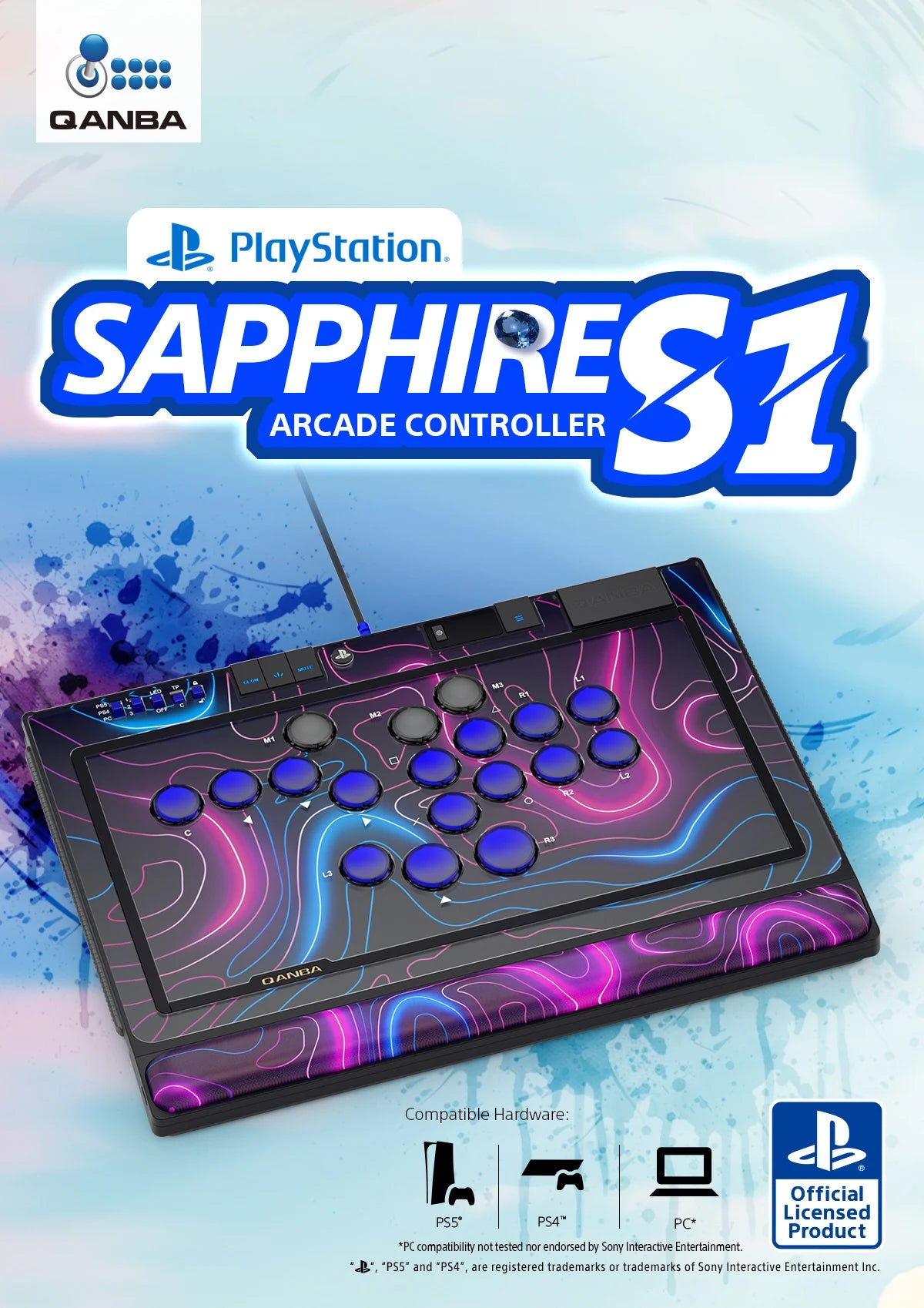 QANBA SAPPHIRE S1 Leverless Arcade Controller For PC/PS5/PS4