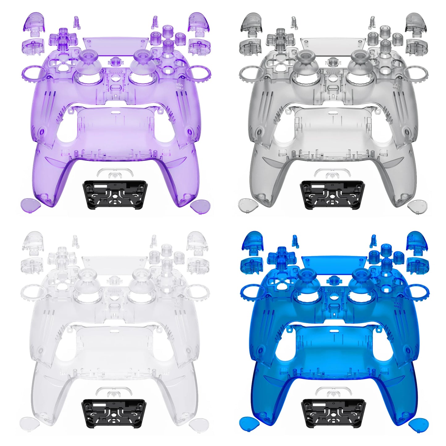 eXtremeRate Luna Redesigned Full Set Housing Shell Buttons Touchpad Cover for ps5 Controller BDM-030/040/050 - Clear Series