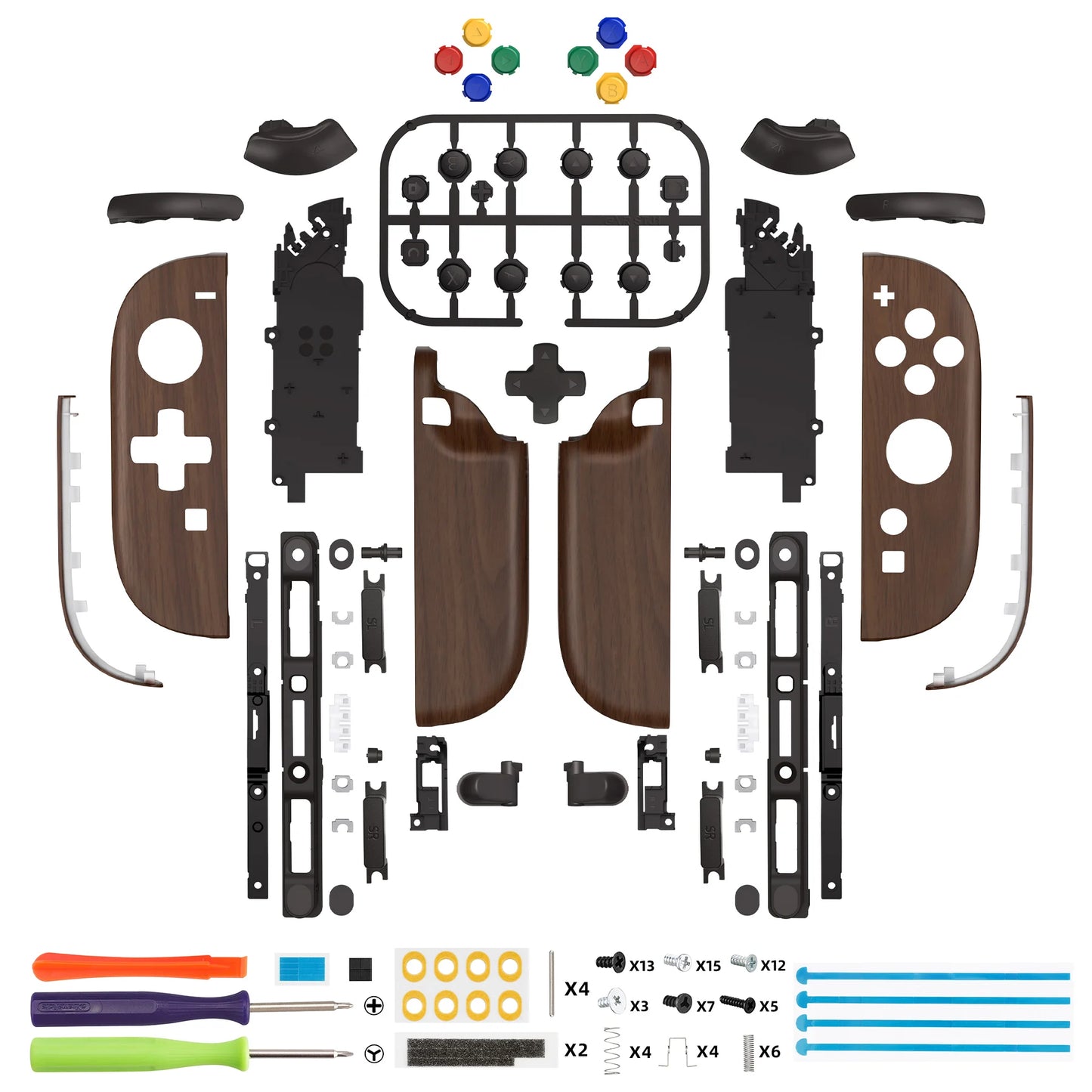 eXtremeRate DIY Replacement Housing (D-Pad Version) Buttons for Joycon 2 for Nintendo Switch 2 - Wood Grain