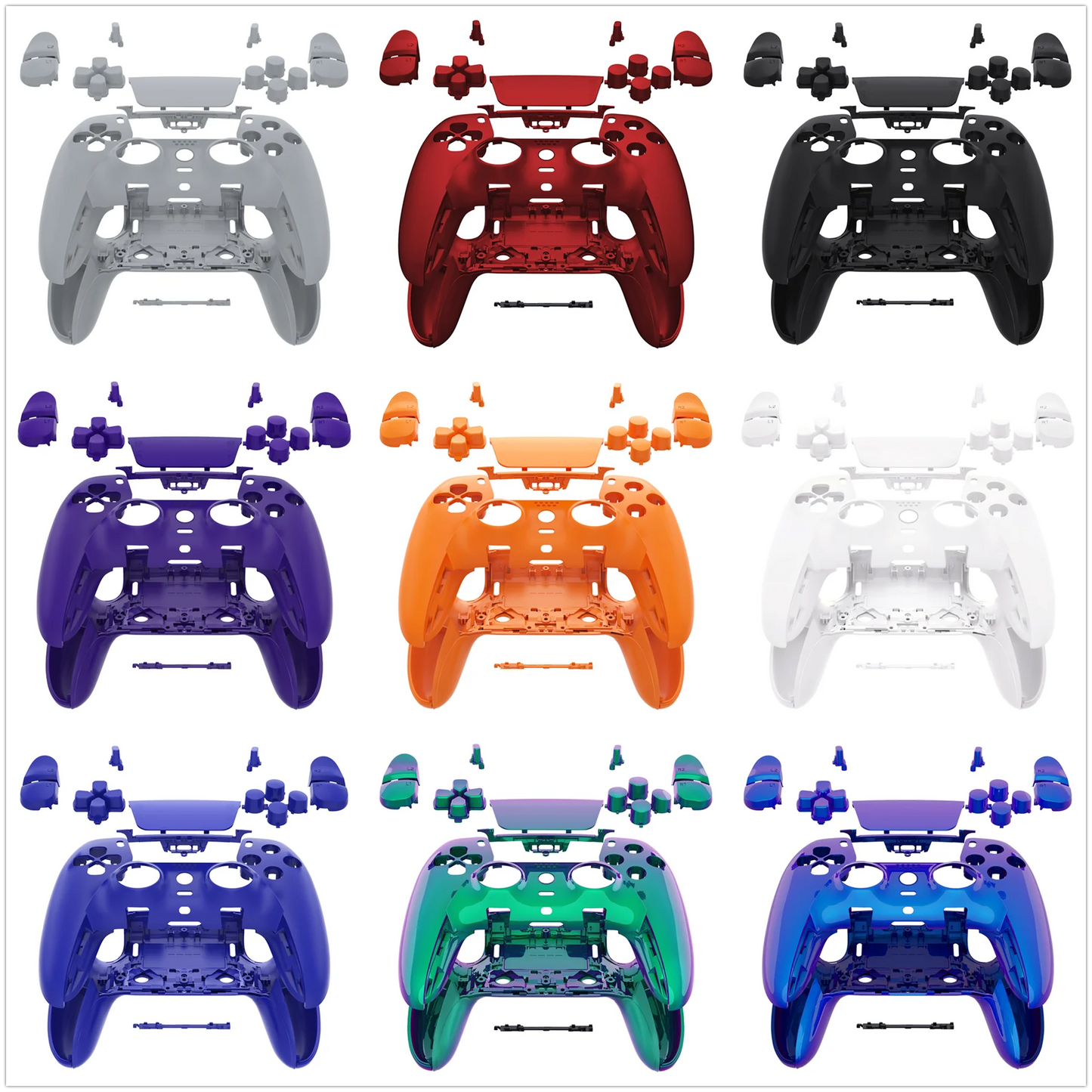 eXtremeRate Black Full Set Housing Shell with Buttons Touchpad Cover for ps5 Edge Controller - Single & Transparent Series