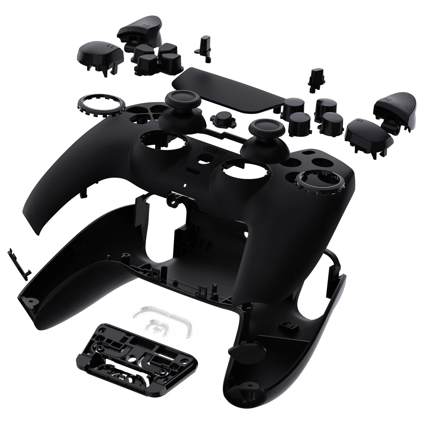 eXtremeRate Luna Redesigned Full Set Housing Shell Buttons Touchpad Cover Compatible with ps5 Controller BDM-060 - Black