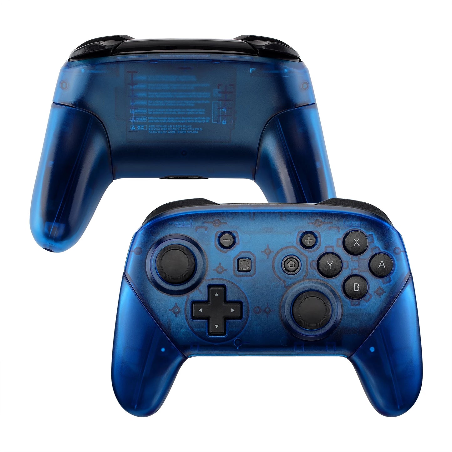 eXtremeRate Full Set Housing for NS Switch Pro Controller, Faceplate Backplate with Handles - Transparent & Single Seires